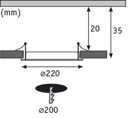 LED Einbaupanel LED Einbaupanel IP44 rund 220mm 16,5W 1450lm 4000K Weiß - Paulmann - 92060