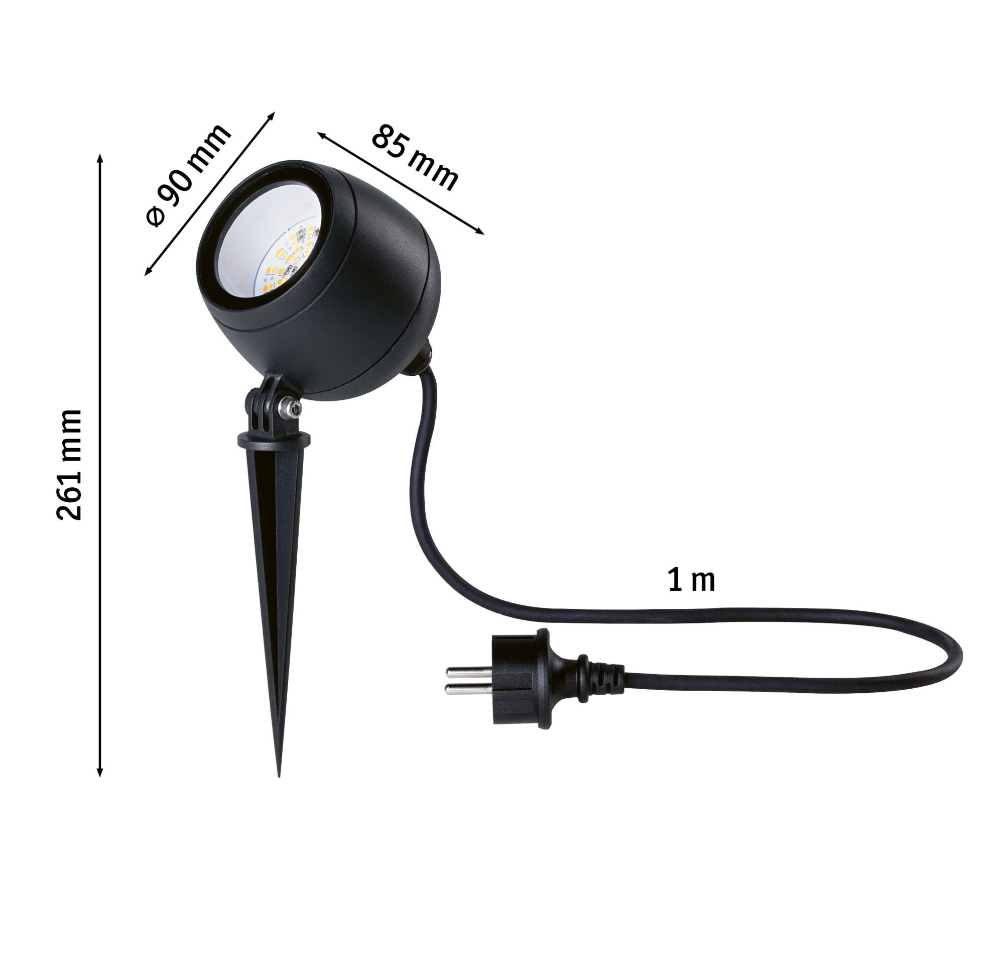 LED Gartenstrahler Kikolo insektenfreundlich IP65 90mm Tunable Warm 6,2W 400lm 230V 80° Anthrazit Kunststoff/Aluminium - Paulmann - 94770