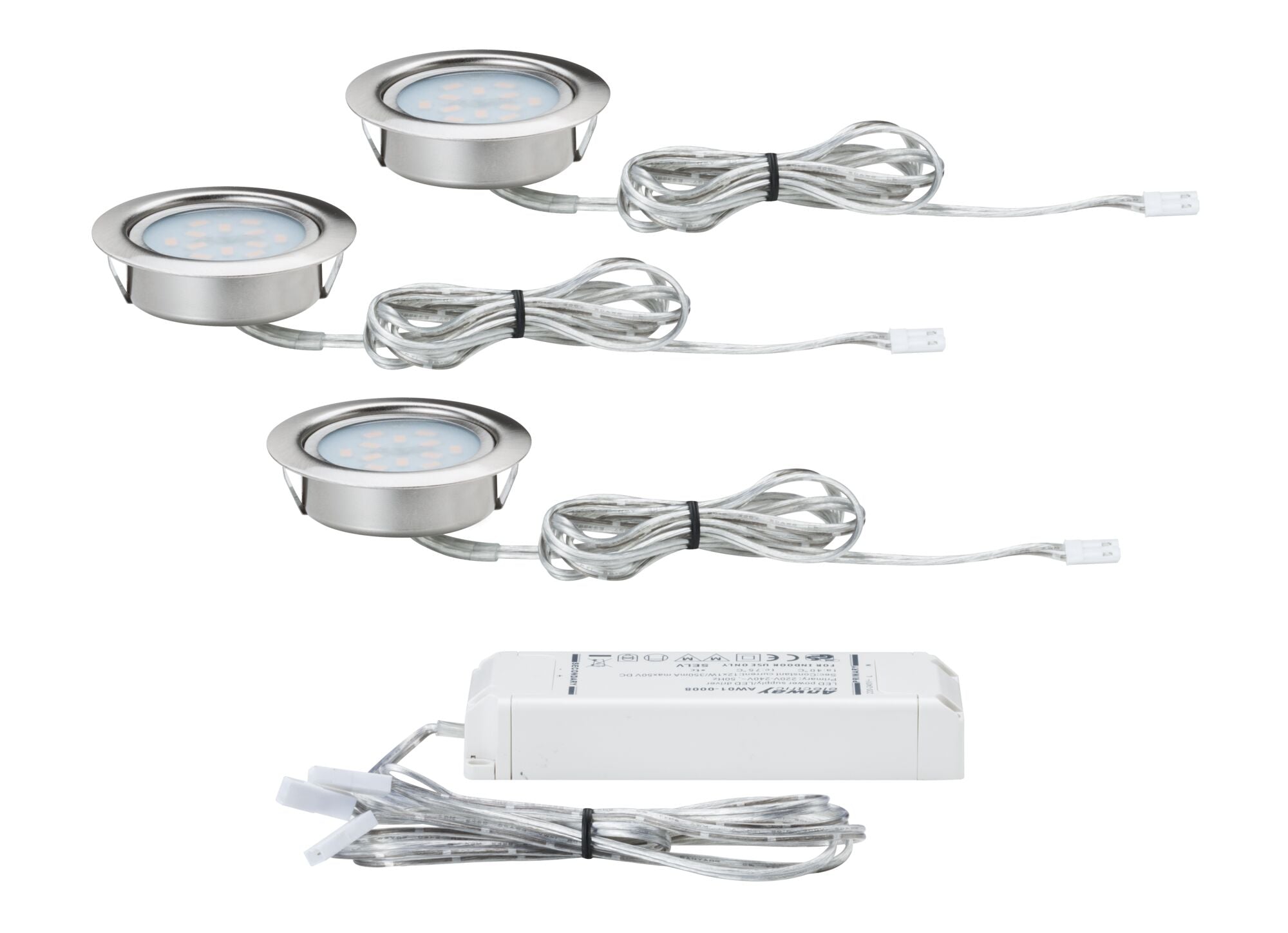 LED Möbeleinbauleuchten Micro Line 3er - Set rund 65mm 3x4,5W 3x300lm 230V 2700K Eisen gebürstet - Paulmann - 93553