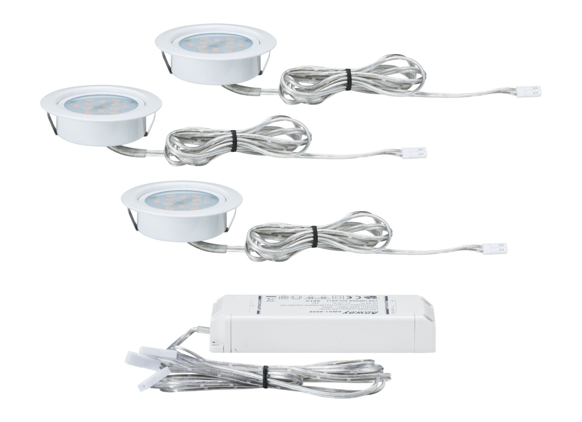 LED Möbeleinbauleuchten Micro Line 3er - Set rund 65mm 3x4,5W 3x300lm 230V 2700K Weiß - Paulmann - 93554