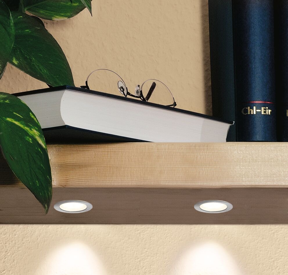 LED Möbeleinbauleuchten Micro Line Mini rund 35mm 5x0,4W 5x20lm 230/12V 2700K Eisen gebürstet - Paulmann - 93586
