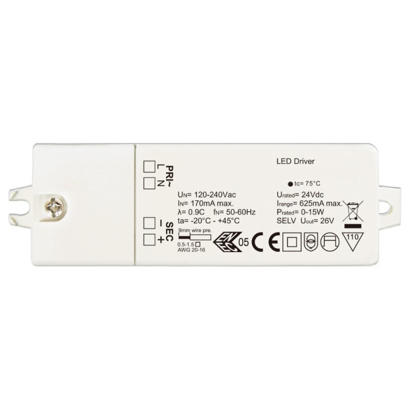 LED - Netzteil CV 24V DC 0 - 15W 0 - 0,62A nicht dimmbar IP20 - Dotlux - 5103 - 1