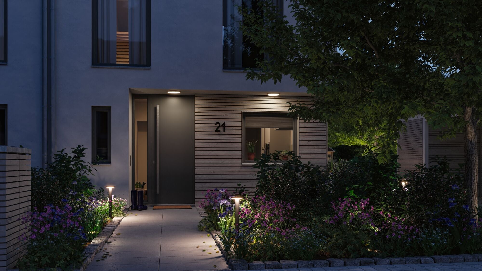 LED Pollerleuchte Plate insektenfreundlich IP44 600mm Tunable Warm 5,5W 280lm 230V Anthrazit Metall/Kunststoff - Paulmann - 94755