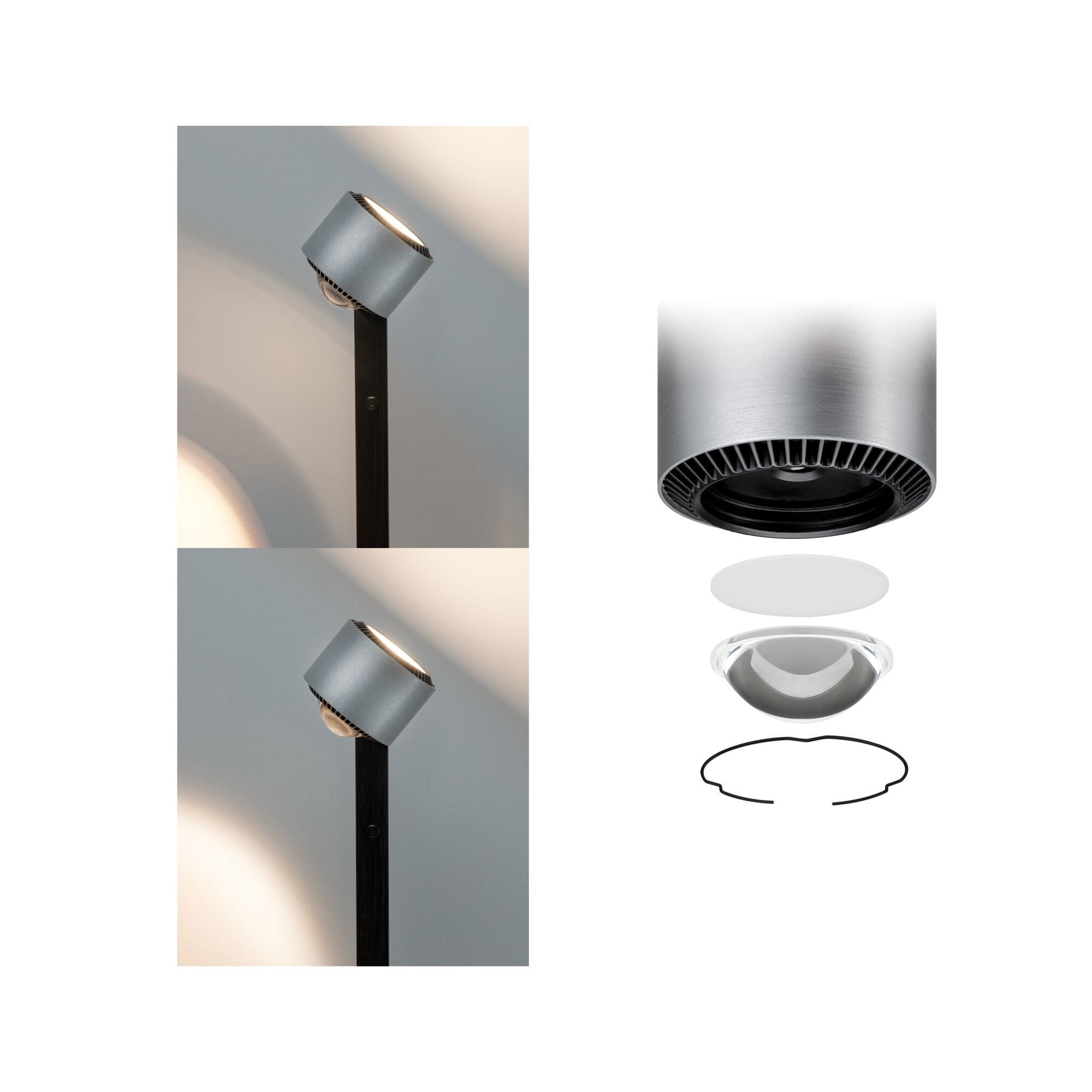 LED Stehleuchte Aldan 2700K 827lm / 473lm 8,5 / 1x7W Schwarz/Alu gebürstet - Paulmann - 79717