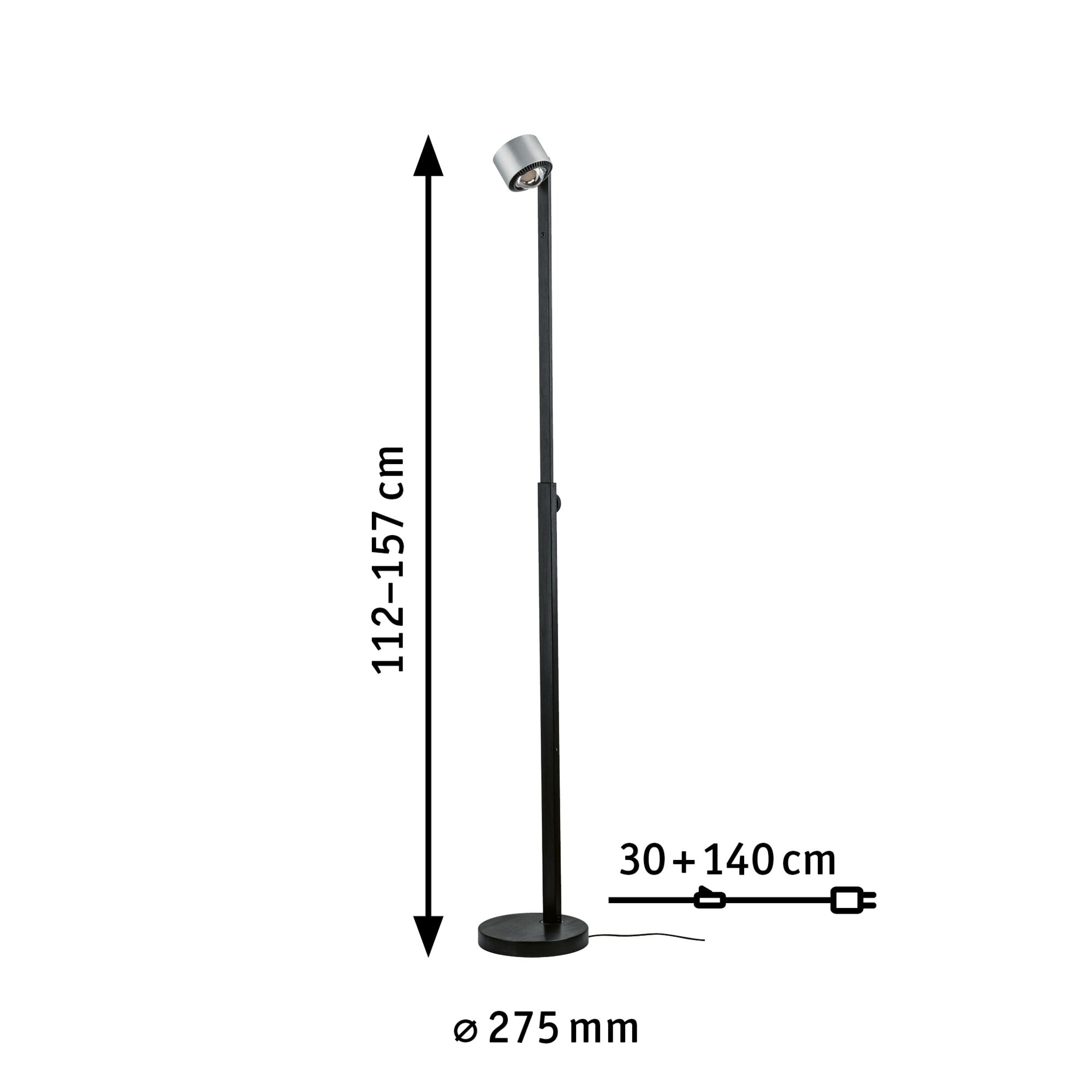 LED Stehleuchte Aldan 2700K 827lm / 473lm 8,5 / 1x7W Schwarz/Alu gebürstet - Paulmann - 79717