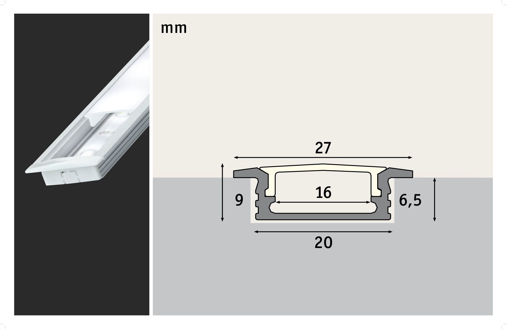 LED Strip Einbauprofil Floor 1m Alu/Satin - Paulmann - 70410