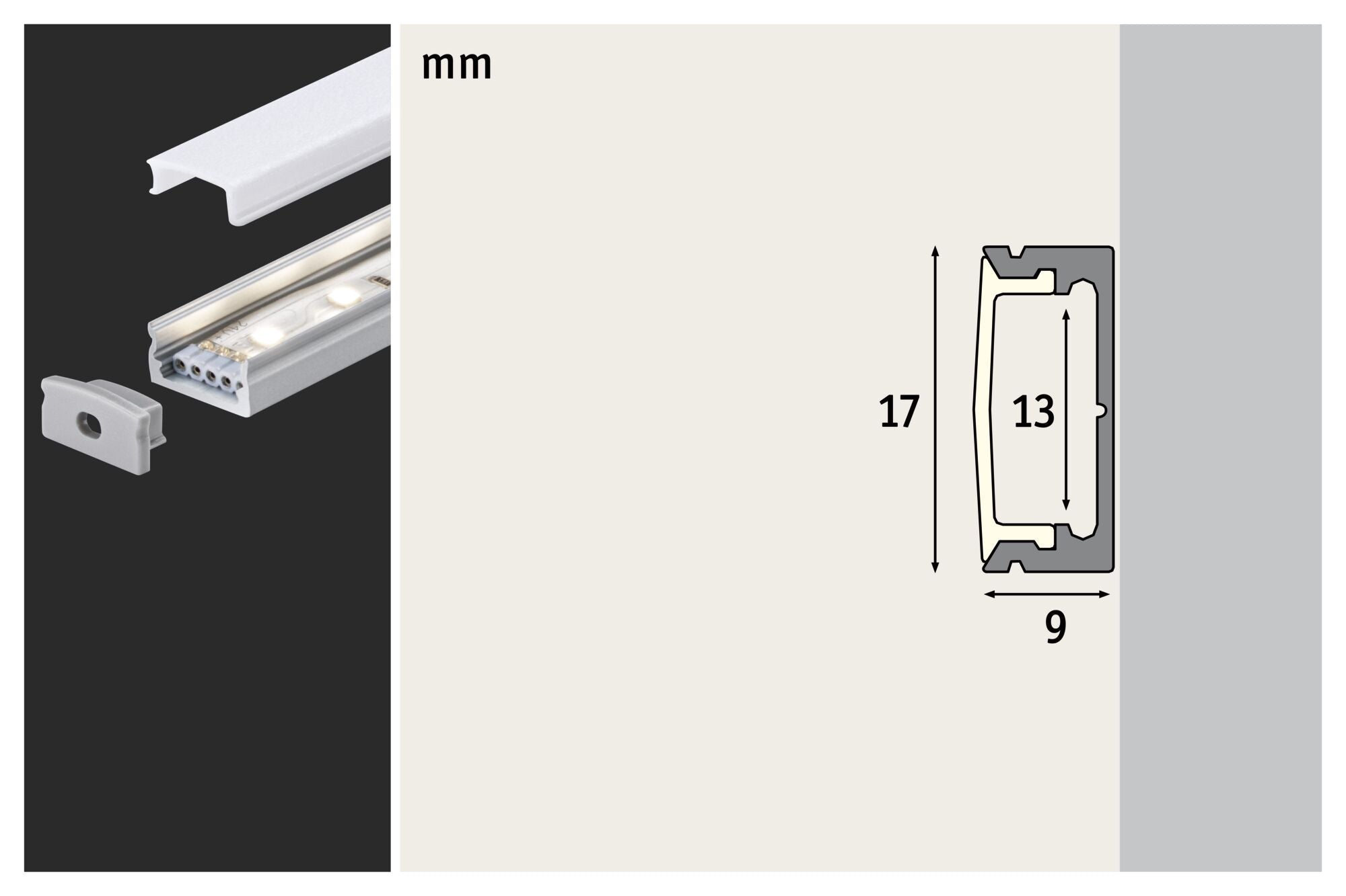 LED Strip Profil Base Weißer Diffusor 1m Alu eloxiert/Satin - Paulmann - 70517