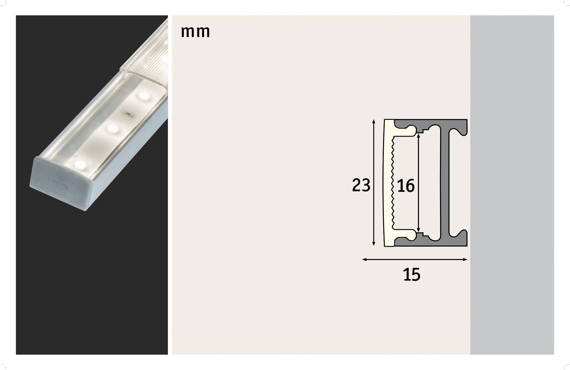 LED Strip Profil Square 1m Alu/Satin - Paulmann - 70809