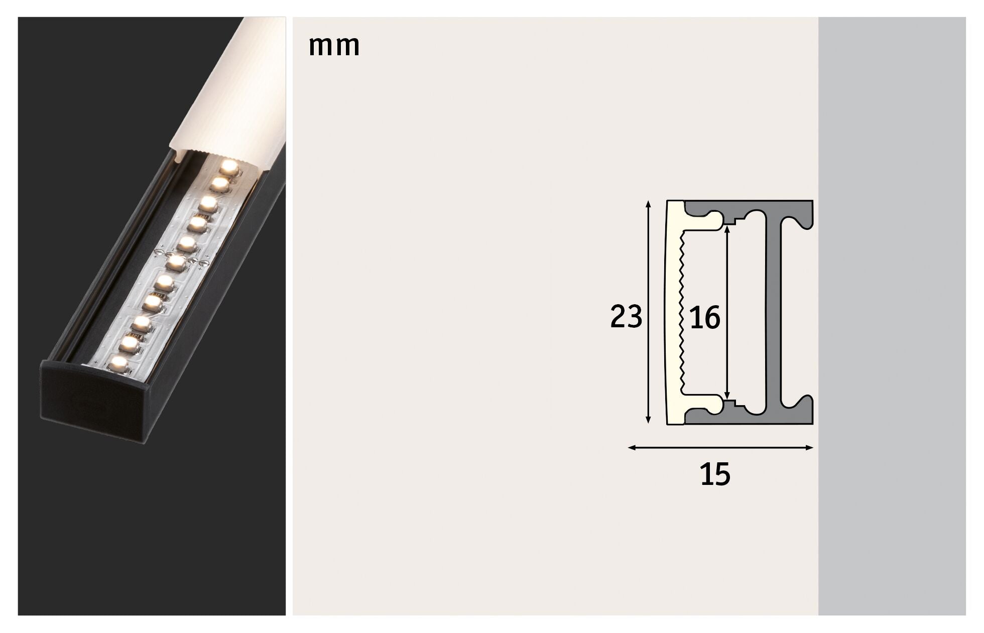 LED Strip Profil Square 2m Schwarz - Paulmann - 78903