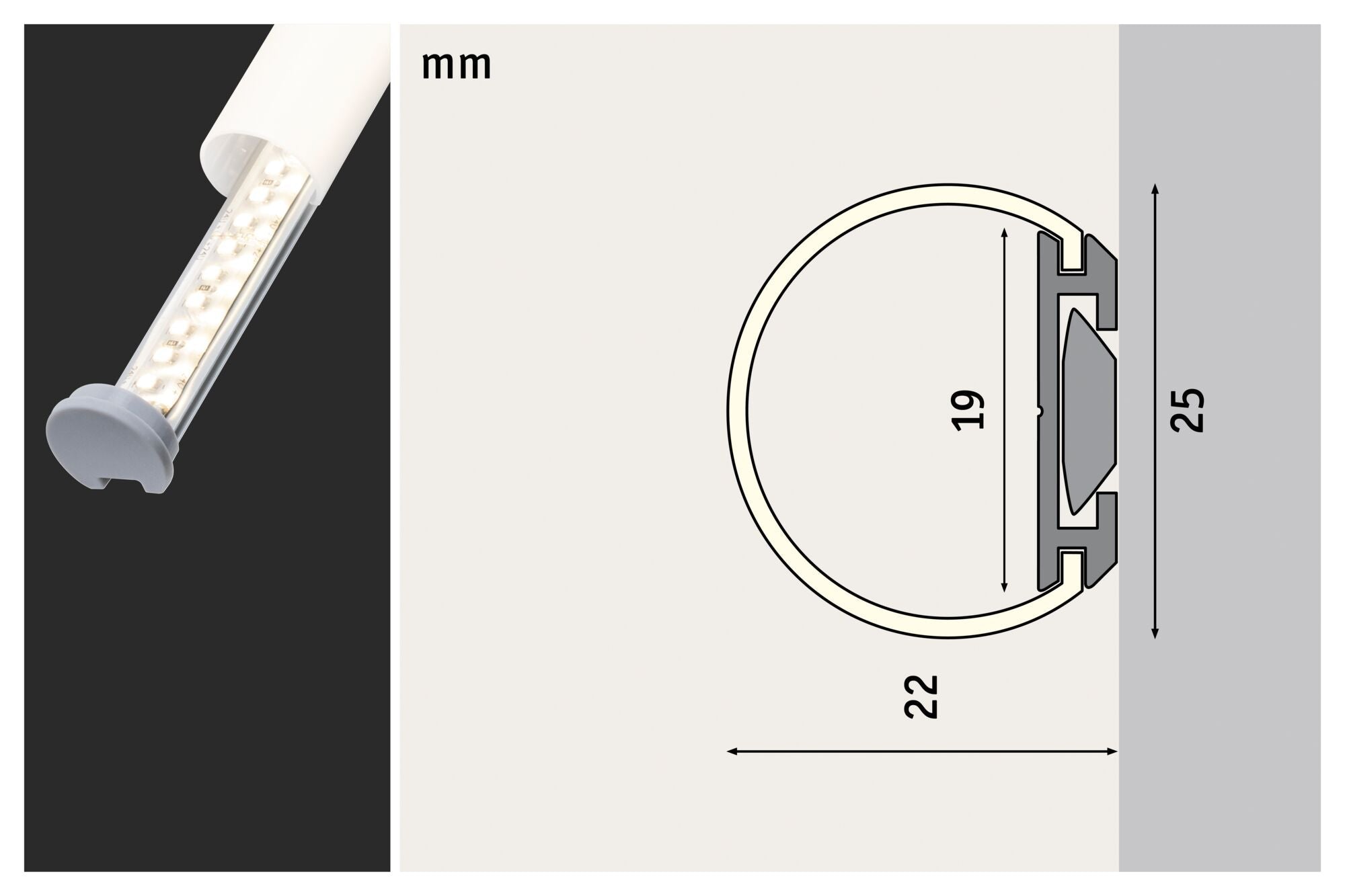 LED Strip Profil Tube 2m Alu eloxiert - Paulmann - 70560