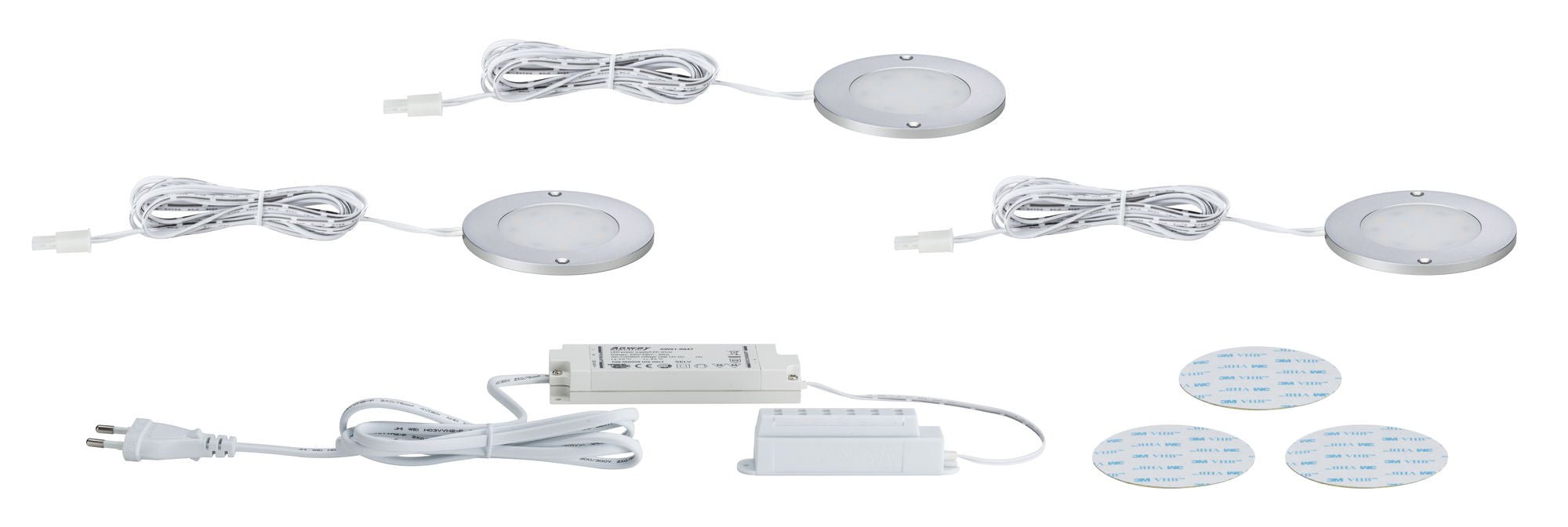 LED Unterschrankleuchte Leaf 3x3,6W 80mm 3x260lm 230/12V rund Alu gebürstet - Paulmann - 93562