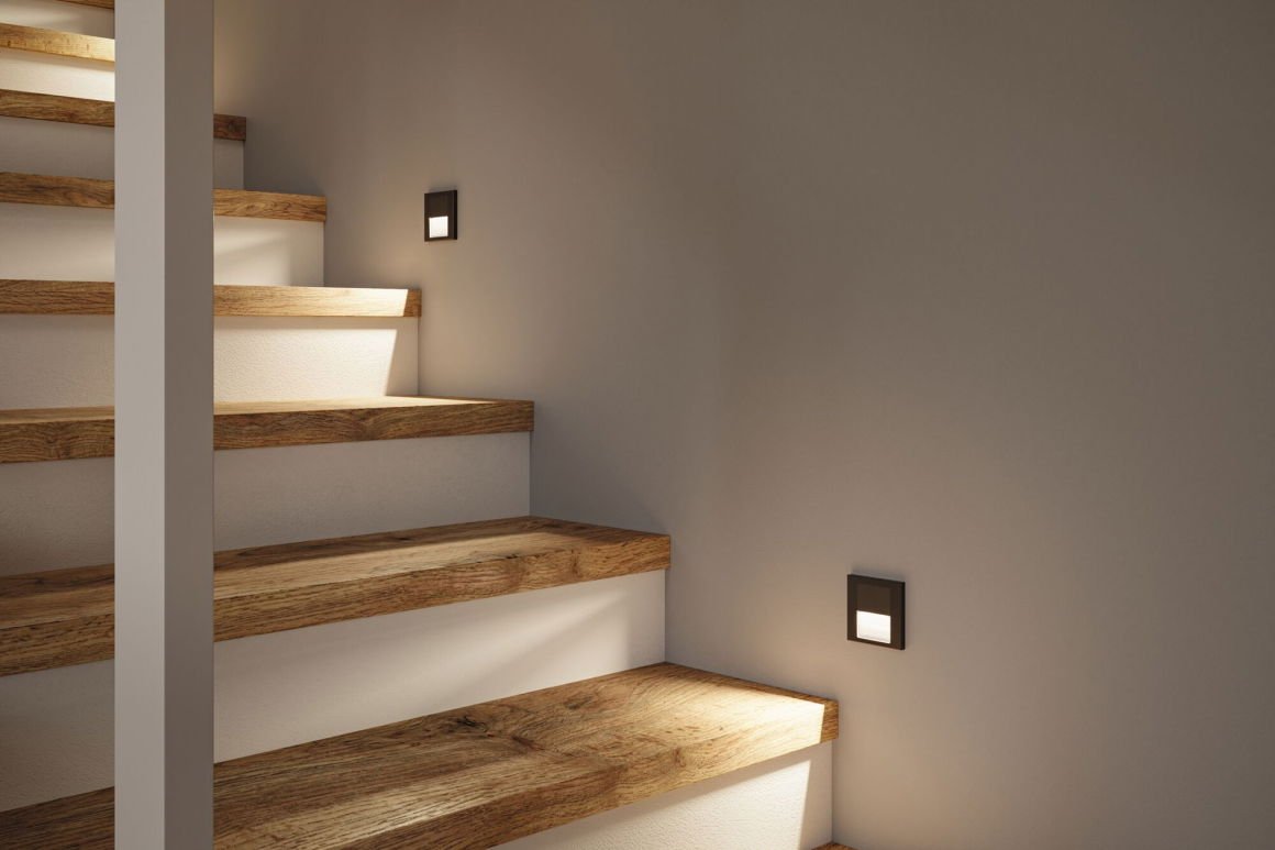 LED Wandeinbauleuchte Tsaro eckig 80x36mm 1W 80lm 230V 2700K Schwarz matt mit Bewegungsmelder - Paulmann - 80004