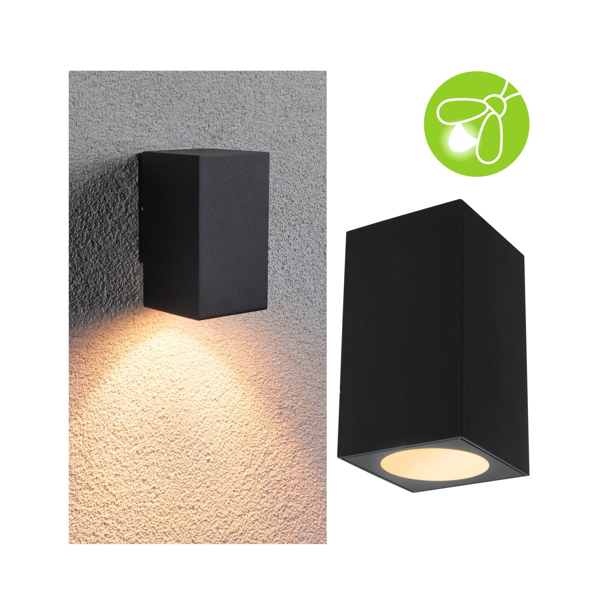 LED Wandleuchte Flame insektenfreundlich IP44 eckig 58x103mm 2200K 4W 265lm 230V 75° Anthrazit Metall - Paulmann - 94710
