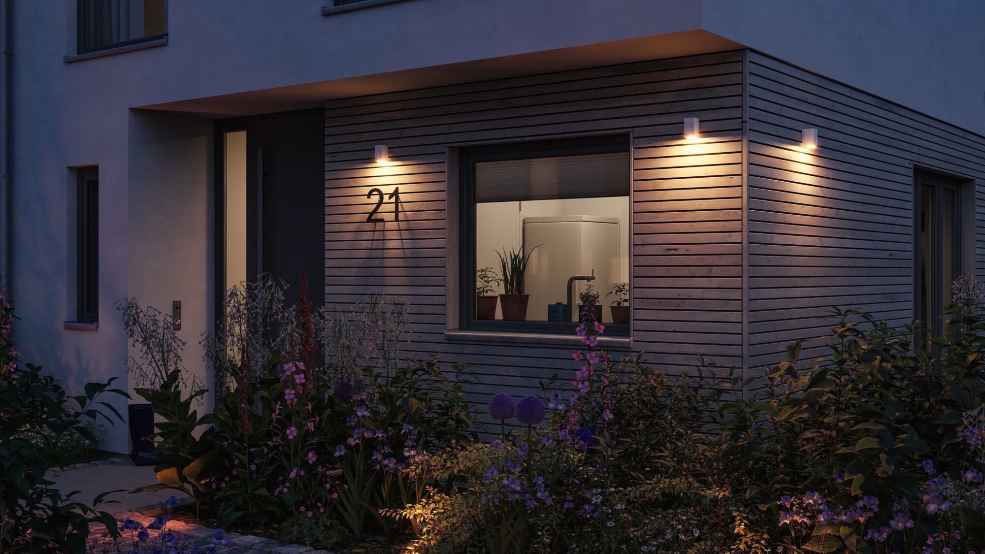 LED Wandleuchte Flame insektenfreundlich IP44 eckig 58x103mm 2200K 4W 265lm 230V 75° Weiß Metall - Paulmann - 94711