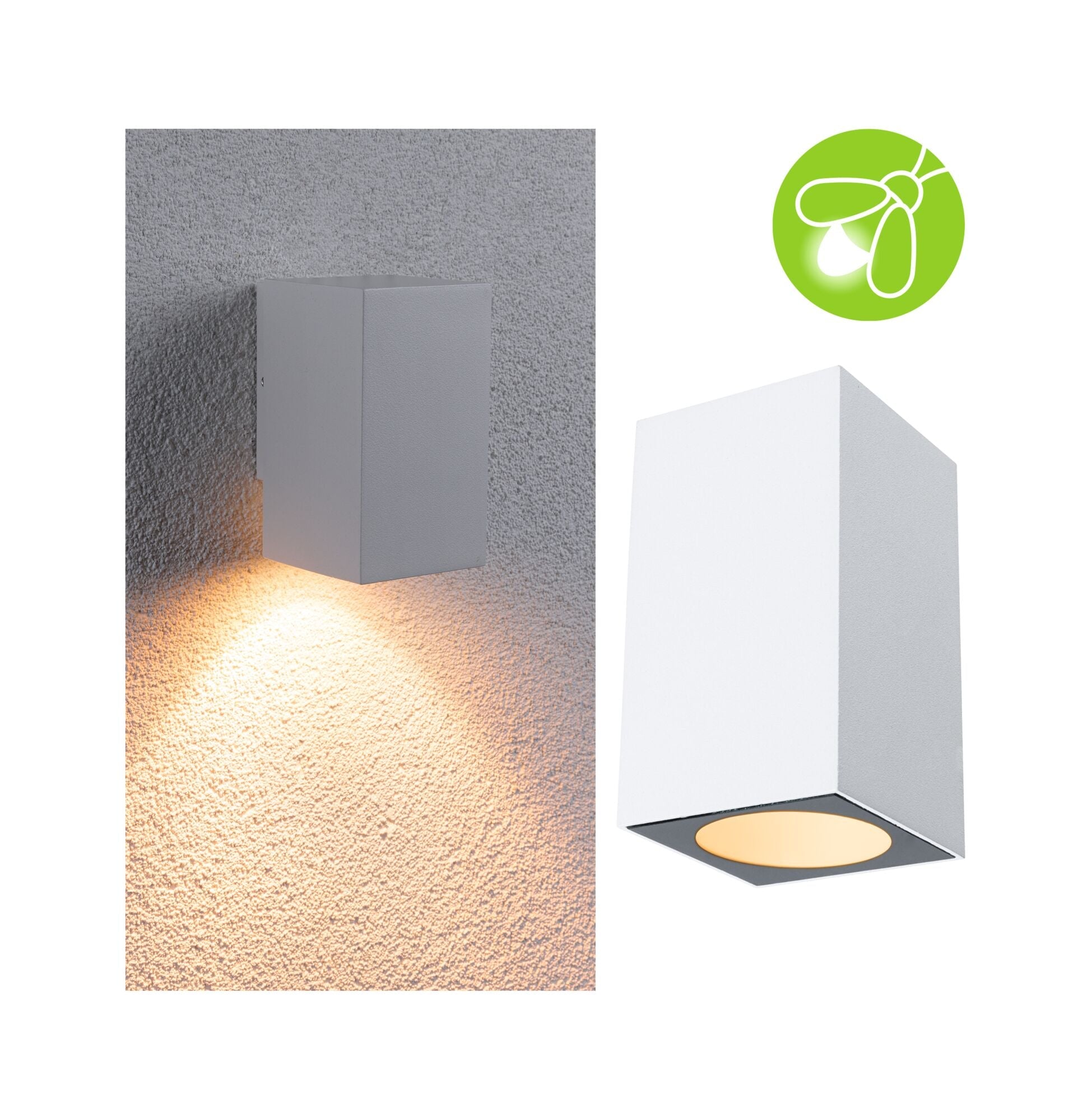 LED Wandleuchte Flame insektenfreundlich IP44 eckig 58x103mm 2200K 4W 265lm 230V 75° Weiß Metall - Paulmann - 94711