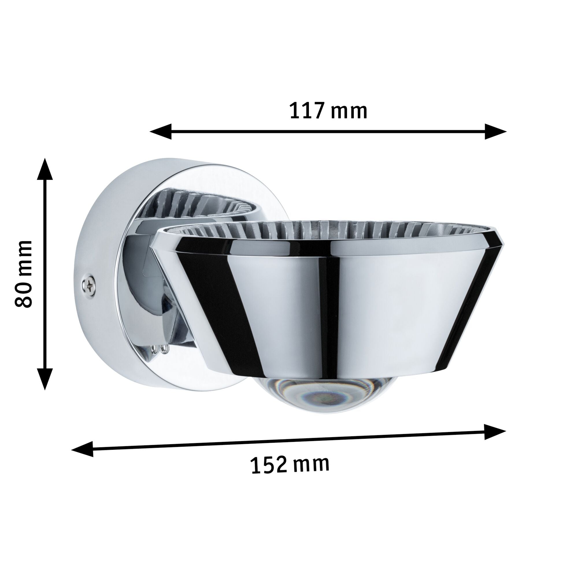 LED Wandleuchte Sabik IP44 2700K 800lm / 390lm 230V 9 / 1x4W dimmbar Chrom - Paulmann - 70947