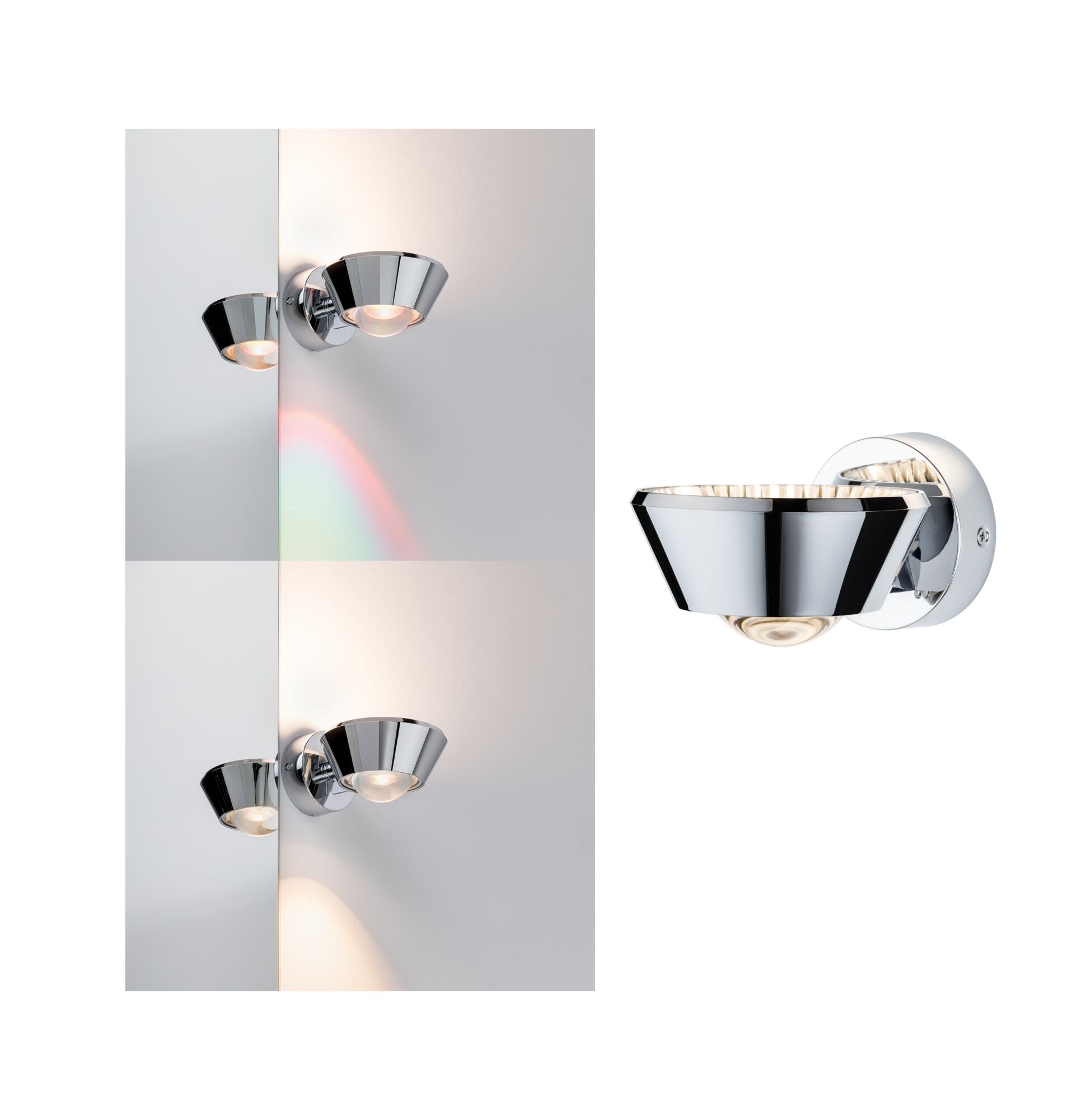 LED Wandleuchte Sabik IP44 2700K 800lm / 390lm 230V 9 / 1x4W dimmbar Chrom - Paulmann - 70947