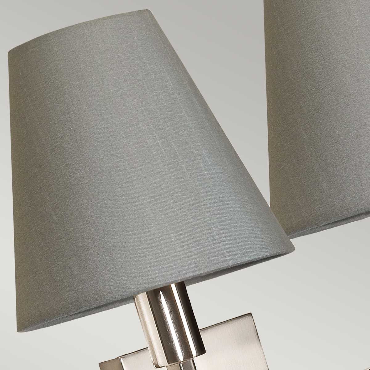 Wandleuchte Lucerne mit 2 Lichtern, gebürstetes Nickel, graue Schirme