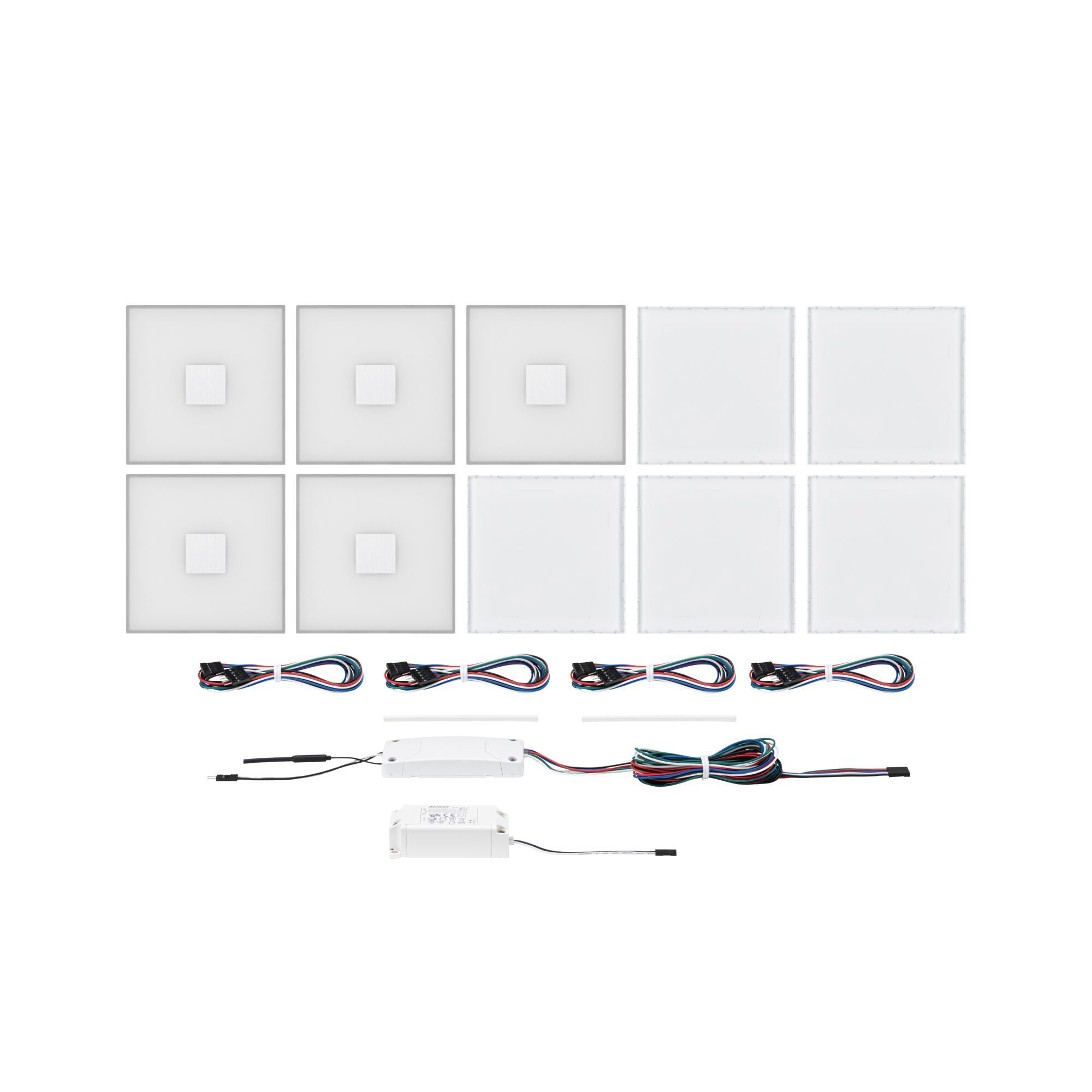 LumiTiles Square 5er - Set IP44 100x10mm 5x12lm 230/12V 5x0,8W dimmbar RGBW+ Weiß Kunststoff/Aluminium - Paulmann - 78413