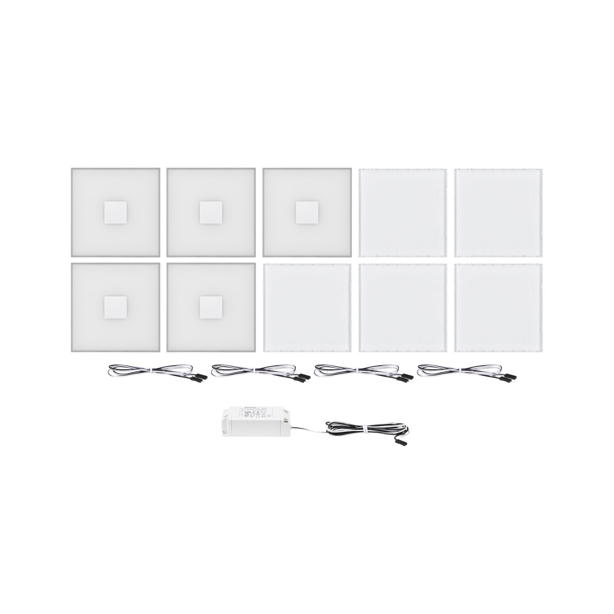 LumiTiles Square 5er - Set IP44 100x10mm 5x20lm 230/12V 5x0,8W 2700K Weiß Kunststoff/Aluminium - Paulmann - 78402
