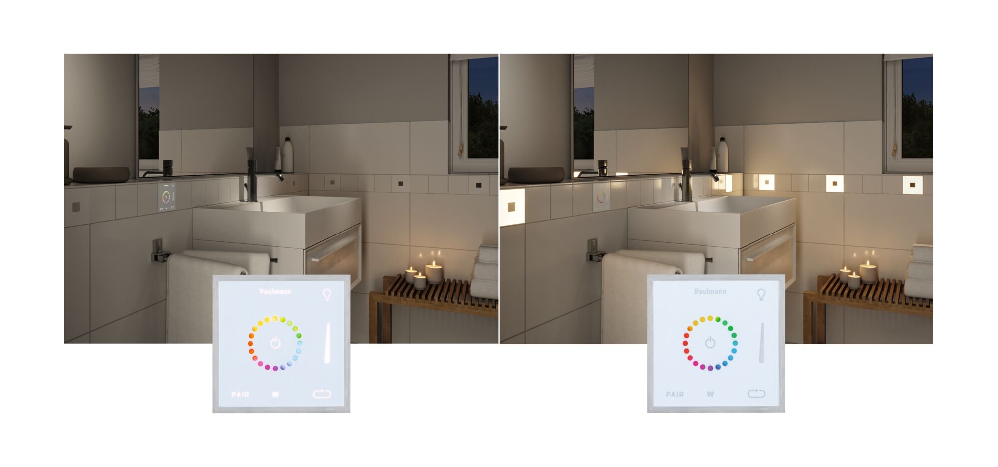 LumiTiles Square Touch Modul IP44 100x10mm RGBW+ Weiß Kunststoff/Aluminium - Paulmann - 78423