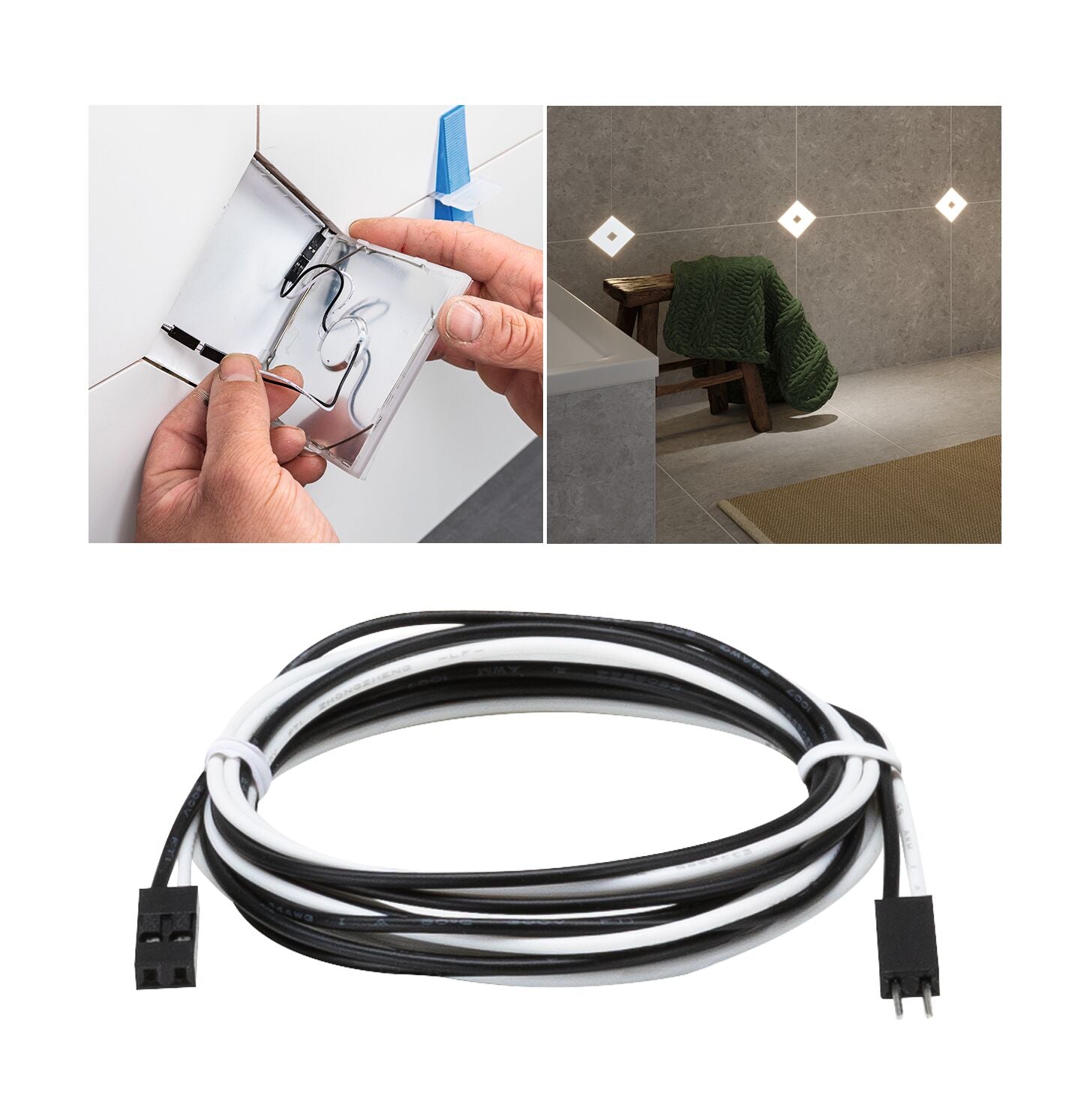 LumiTiles Square Warmweiß 1,3m 12V Schwarz Kunststoff - Paulmann - 78417