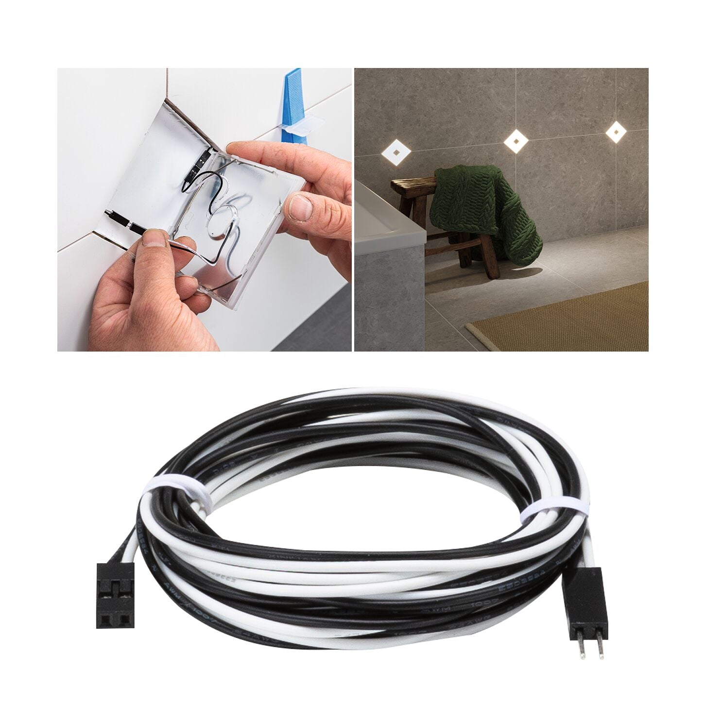 LumiTiles Square Warmweiß 1,95m 12V Schwarz Kunststoff - Paulmann - 78418