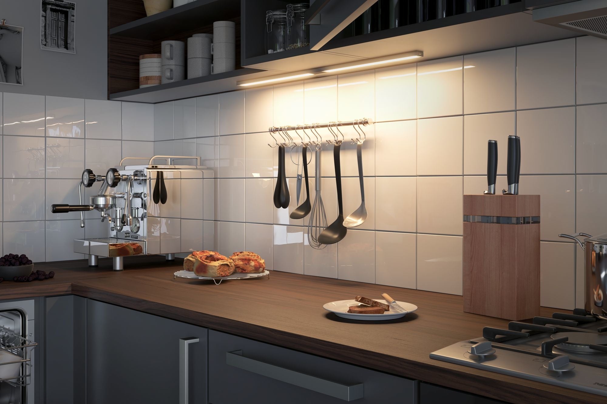 Möbelleuchten Clever Connect Linien-Verbinder Barre Chrom matt 12V