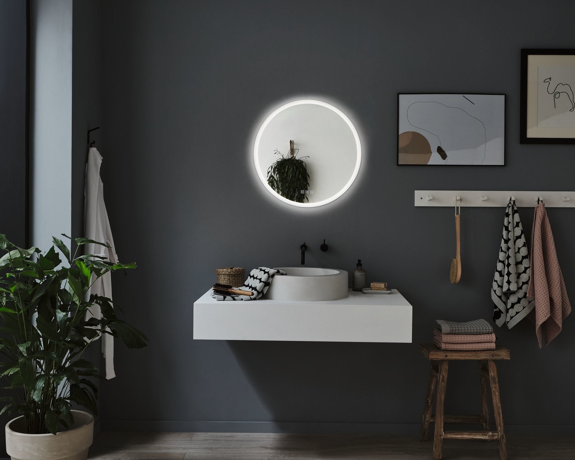 HomeSpa LED Leuchtspiegel Mirra rund IP44 Spiegel/Weiß 21W WhiteSwitch