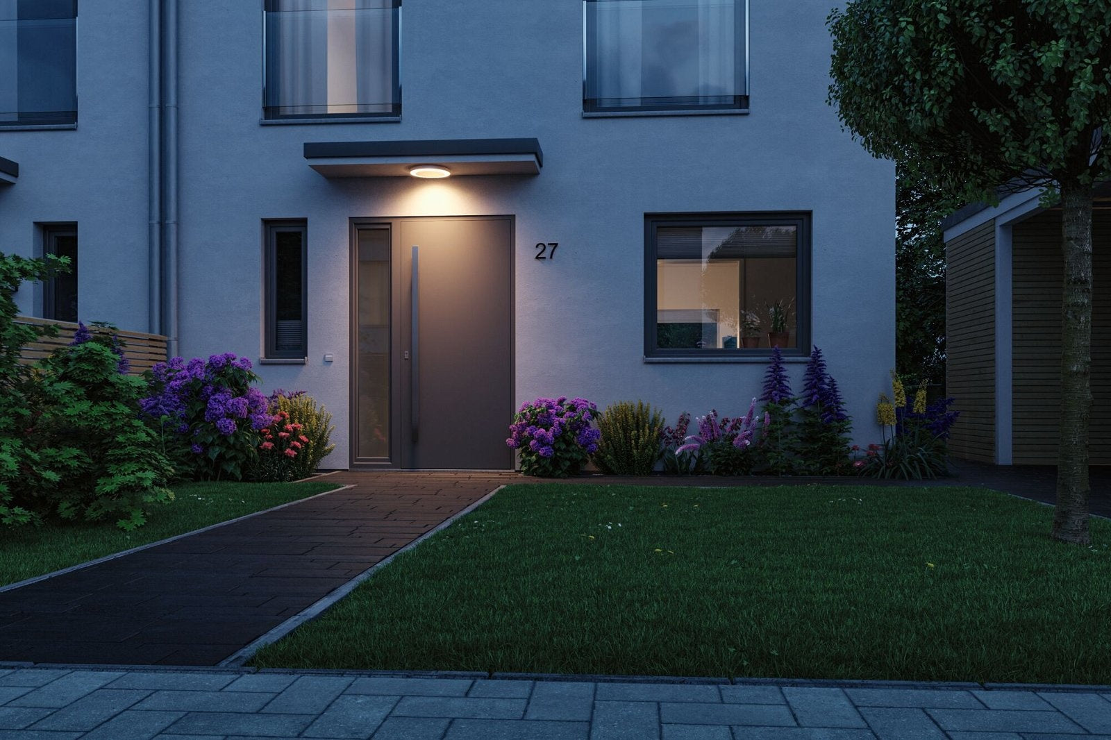 LED Deckenleuchte Circula Dämmerungssensor insektenfreundlich IP44 rund 320mm Tunable Warm 14W 880lm 230V Weiß Kunststoff