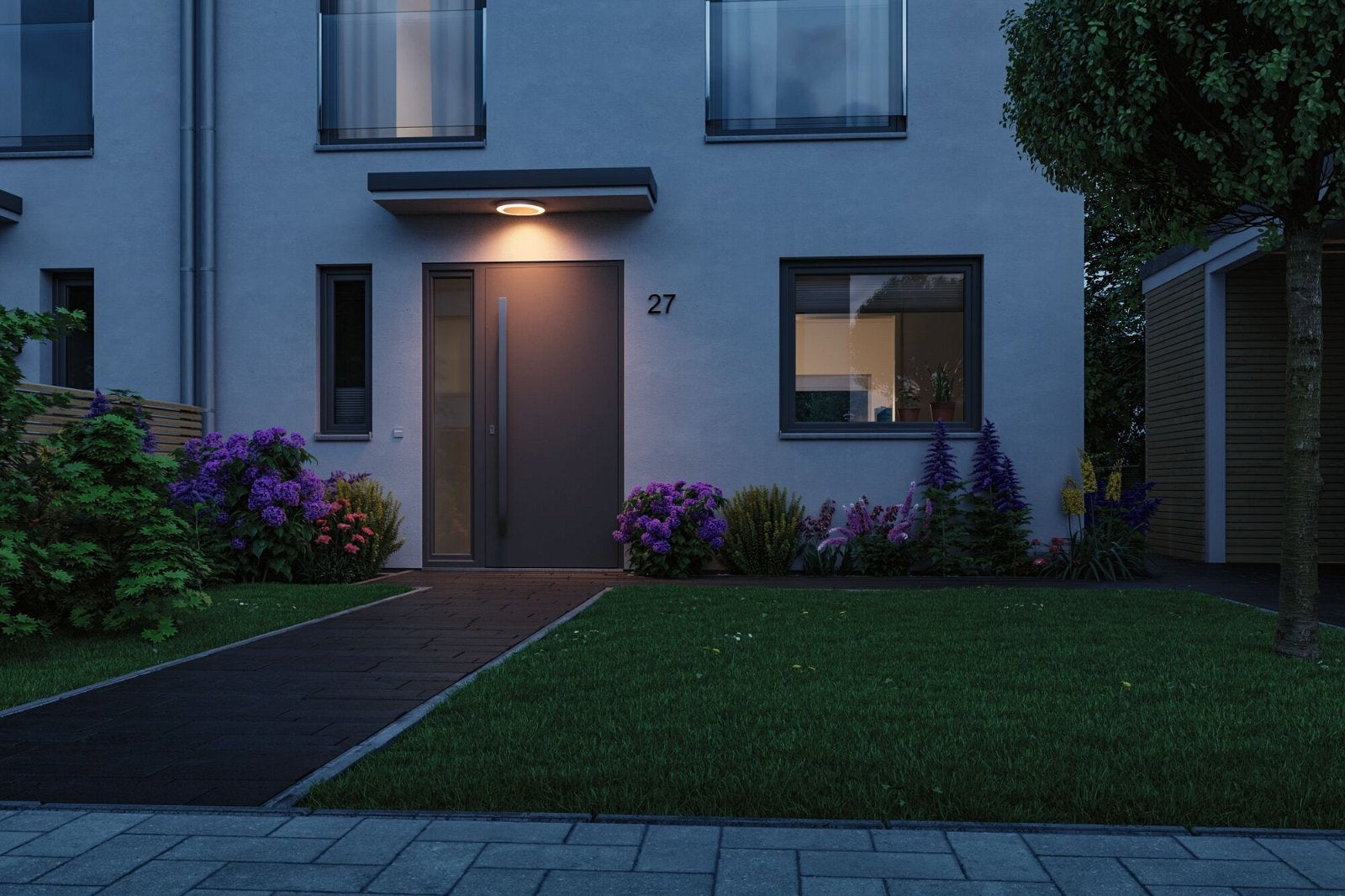LED Deckenleuchte Circula Dämmerungssensor insektenfreundlich IP44 rund 320mm Tunable Warm 14W 880lm 230V Weiß Kunststoff