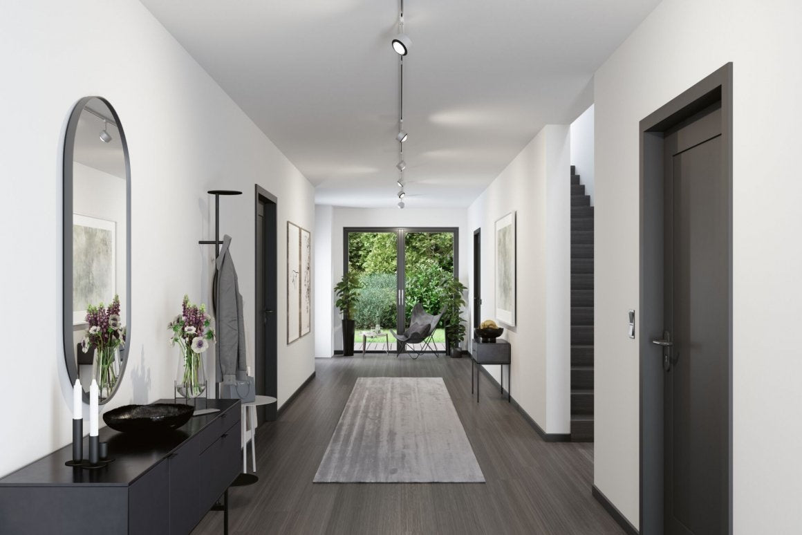 URail LED Schienenspot Aldan Einzelspot 800lm 8W 4000K dimmbar 230V Chrom matt/Schwarz