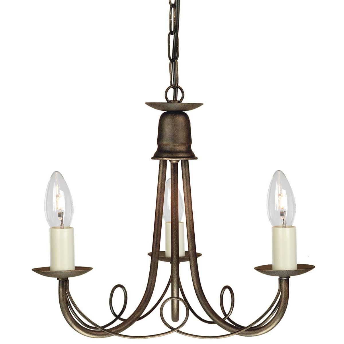 Kronleuchter Minster 3-flammig - Schwarz/Gold Patina