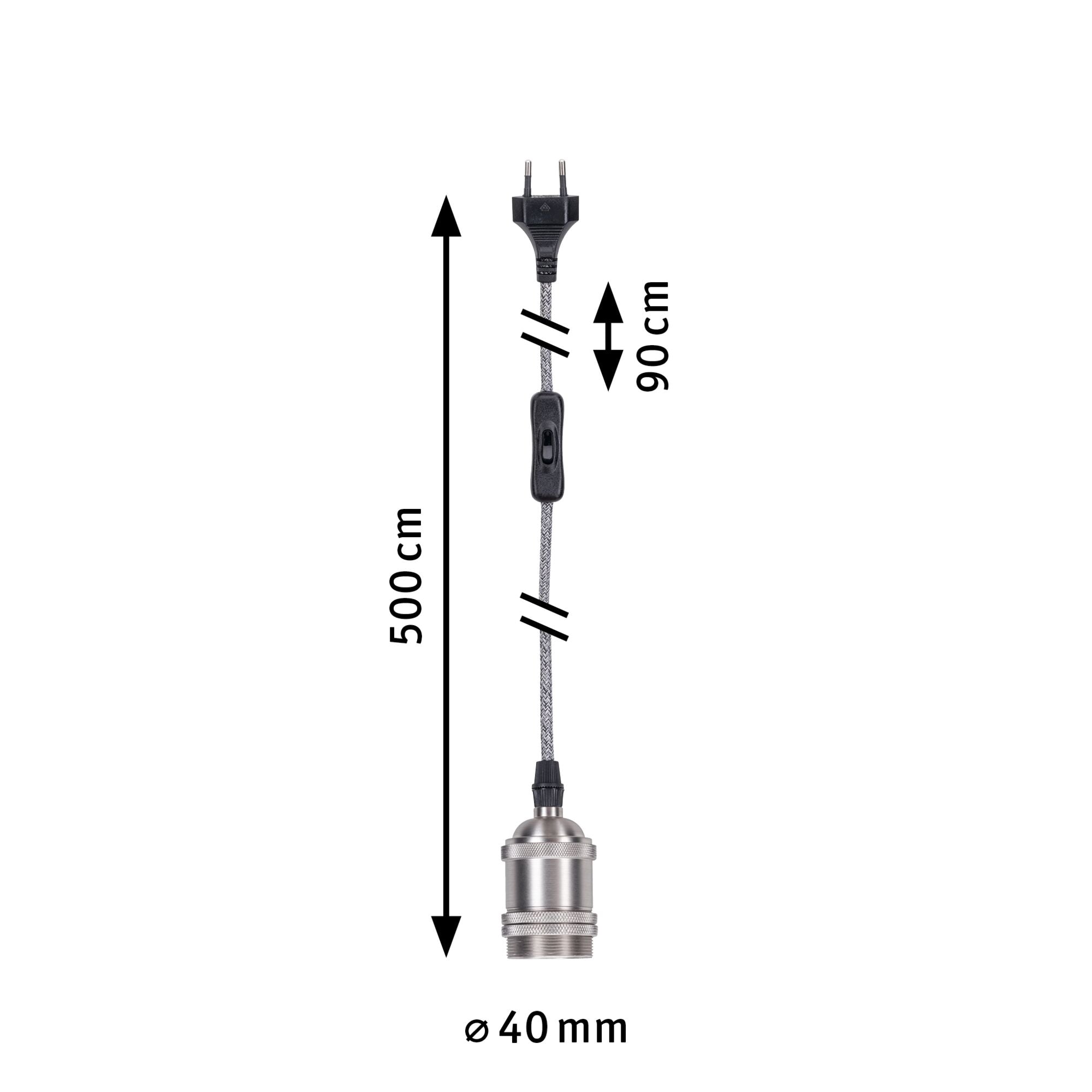 Neordic Eldar inkl. Stecker E27 max. 20W Grau/Nickel dimmbar Metall - Paulmann - 79771