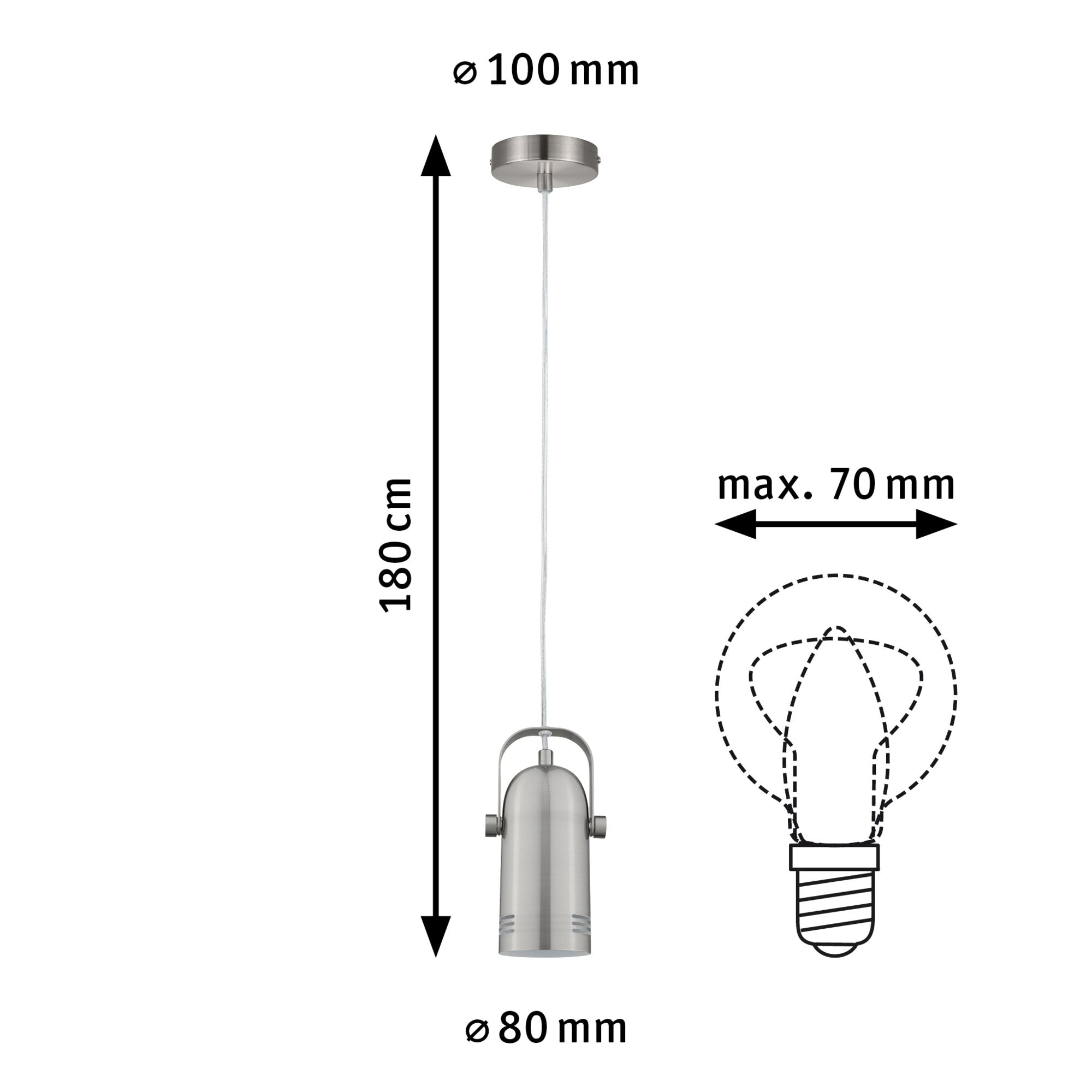 Neordic Lavea E27 max. 15W Eisen gebürstet dimmbar Metall - Paulmann - 79768