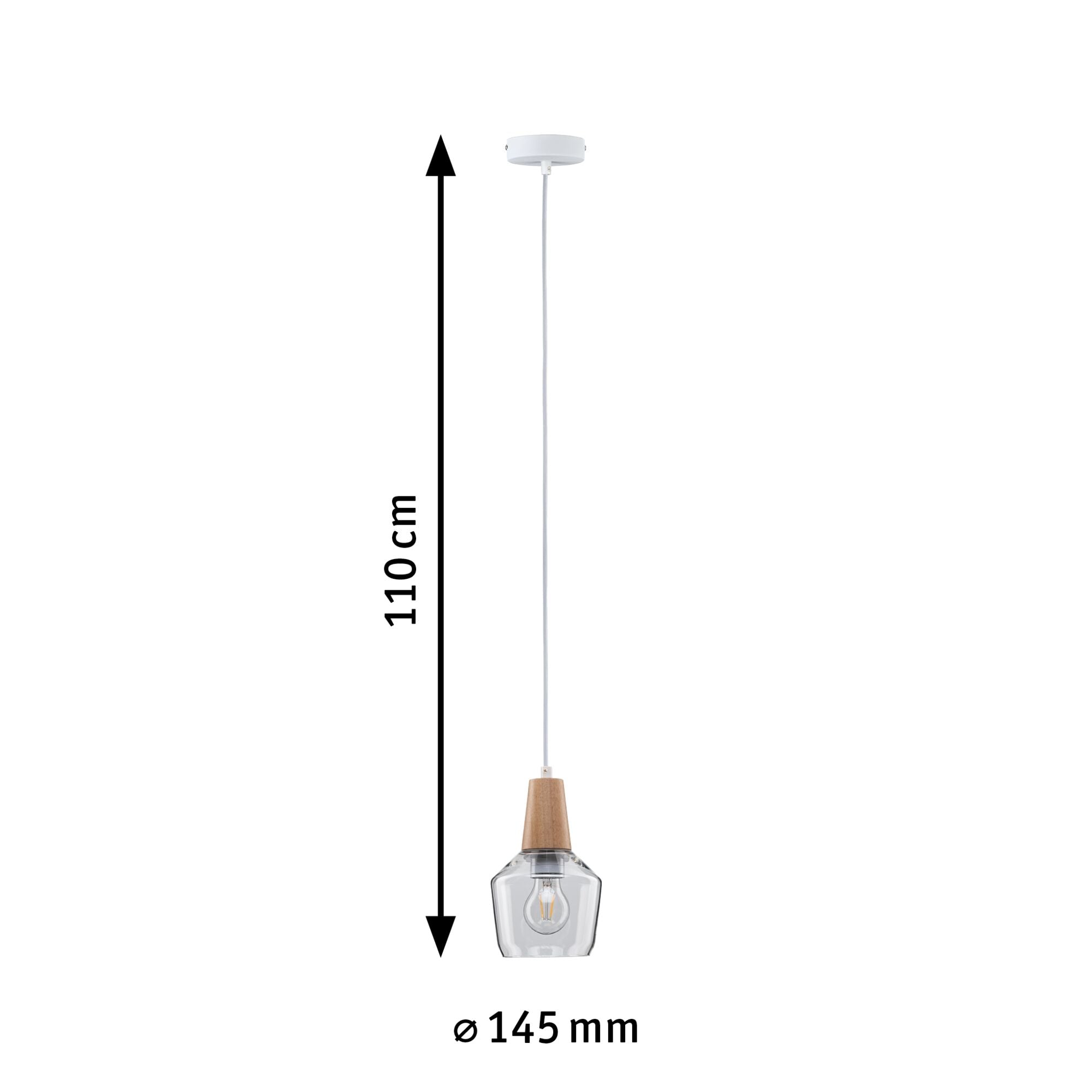 Neordic Ylvie E27 max. 20W Holz/Klar dimmbar Holz/Glas - Paulmann - 79745