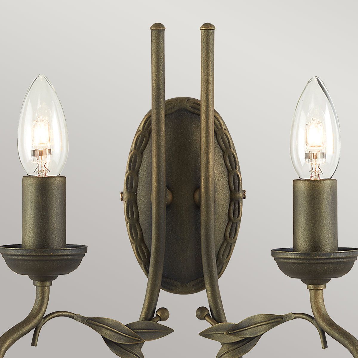 Olivia 2-flammige Wandleuchte - Schwarz/Gold Patina