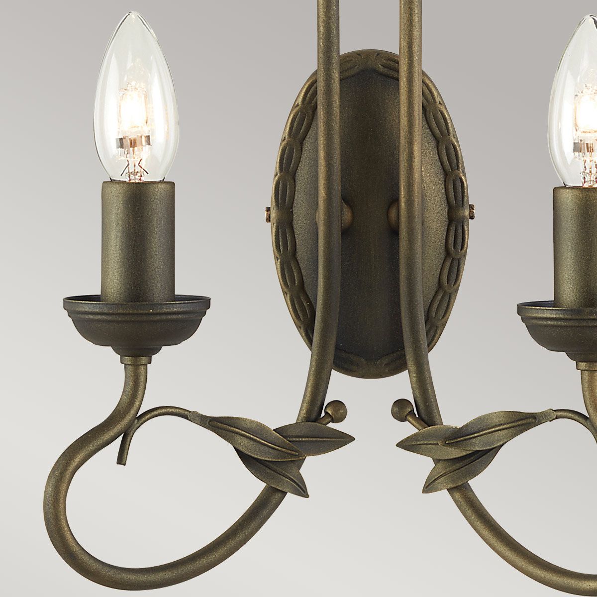 Olivia 2-flammige Wandleuchte - Schwarz/Gold Patina