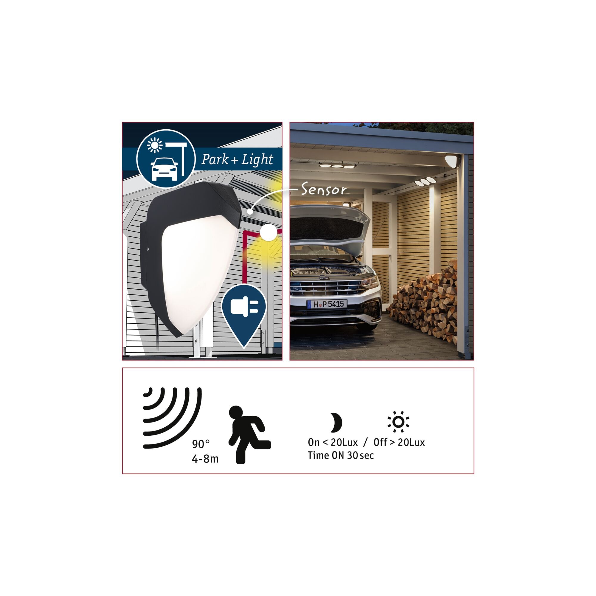 Park + Light Ikosea Bewegungsmelder IP44 50x203mm 3000K 5,6W 350lm 12V Anthrazit Kunststoff - Paulmann - 94518