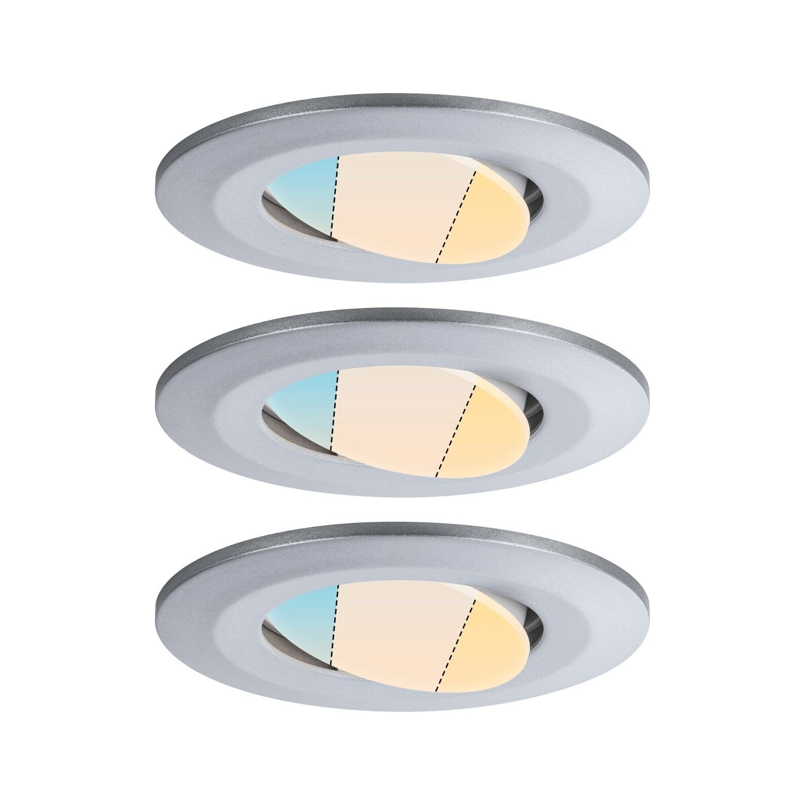 HomeSpa LED Einbauleuchte Calla 3er-Set schwenkbar IP65 rund 90mm 30° 3x5W 3x430lm 230V White Switch Chrom matt