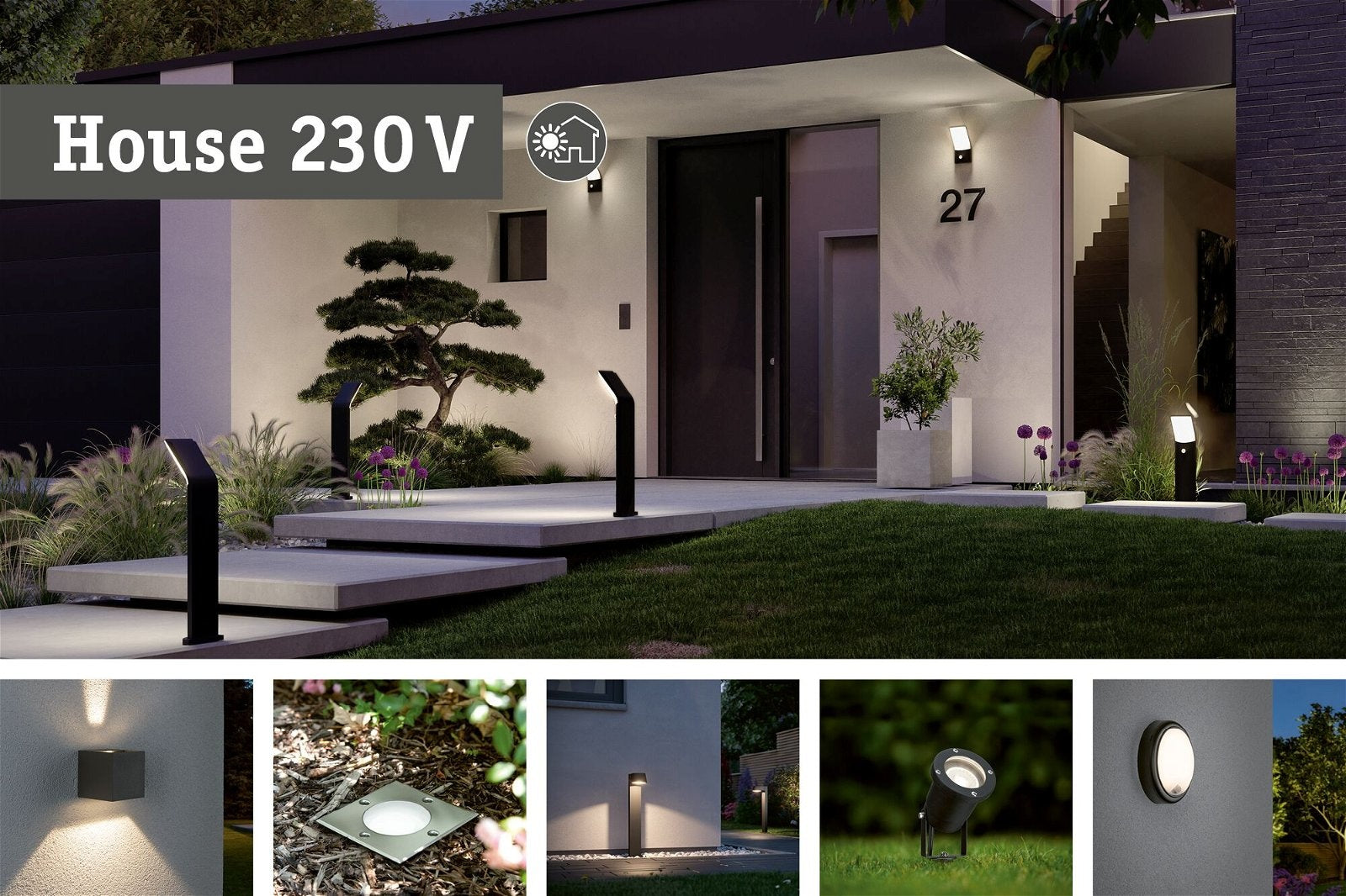 LED Außenwandleuchte Flame IP44 eckig 65x70mm 3000K 2x2,8W 2x290lm 230V Anthrazit Aluminium