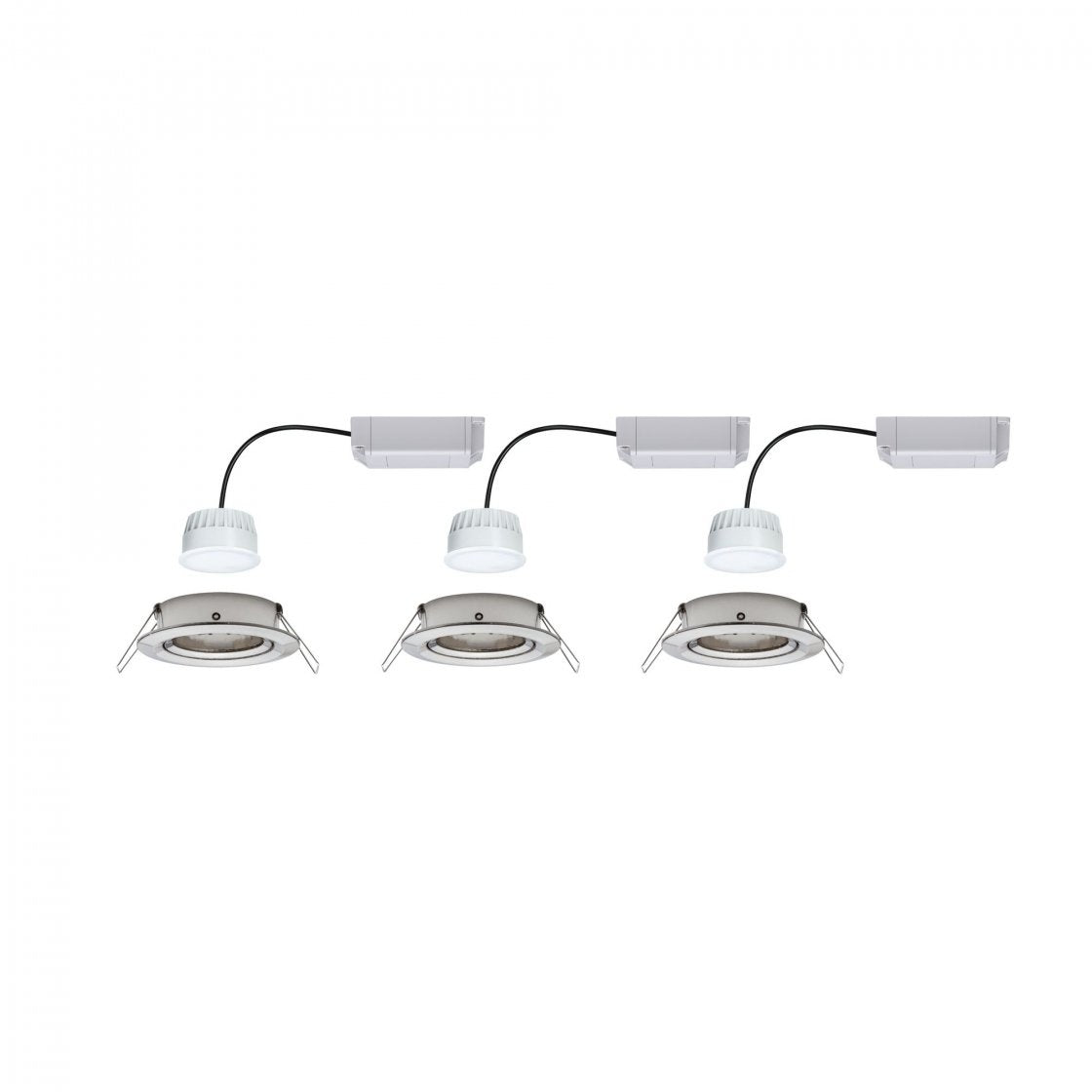 LED Einbauleuchte Nova Plus Coin Basisset schwenkbar rund 84mm 50° Coin 3x6W 3x470lm 230V dimmbar 2700K Eisen gebürstet
