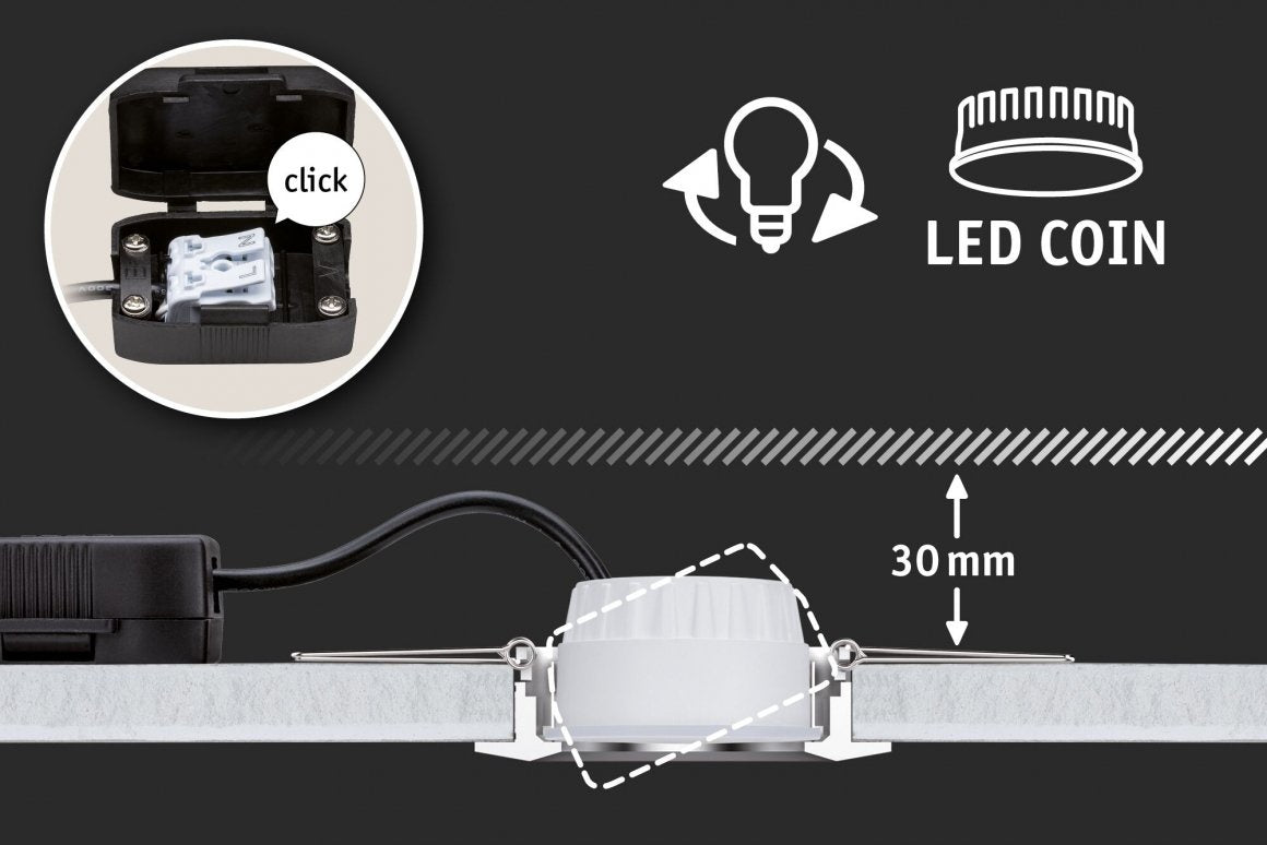 LED Einbauleuchte Nova Plus Coin Basisset schwenkbar rund 84mm 50° Coin 3x6W 3x470lm 230V dimmbar 2700K Eisen gebürstet