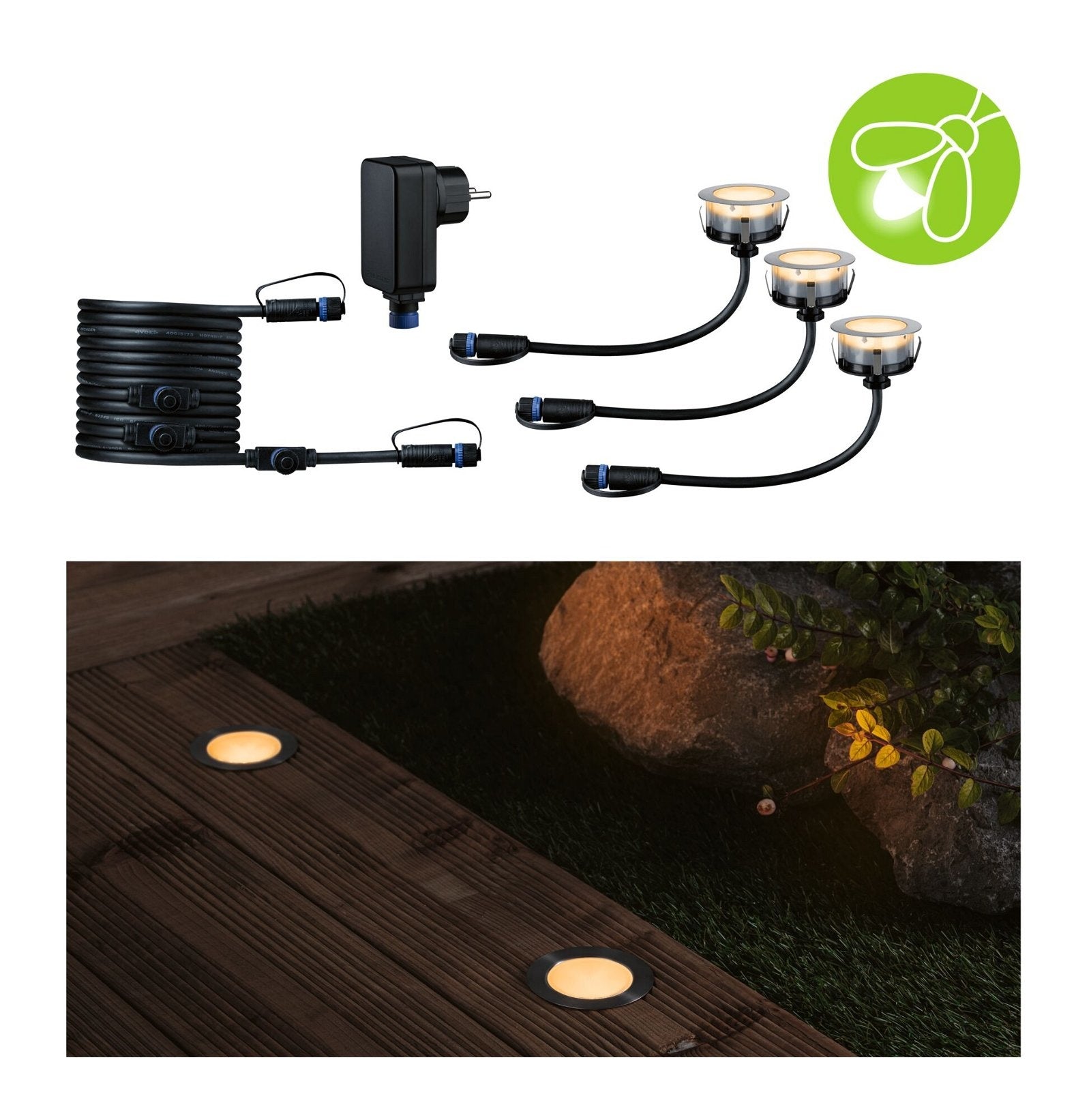 Plug & Shine LED Bodeneinbauleuchte Floor Basisset Insektenfreundlich IP67 2200K 3x2W 21VA Silber