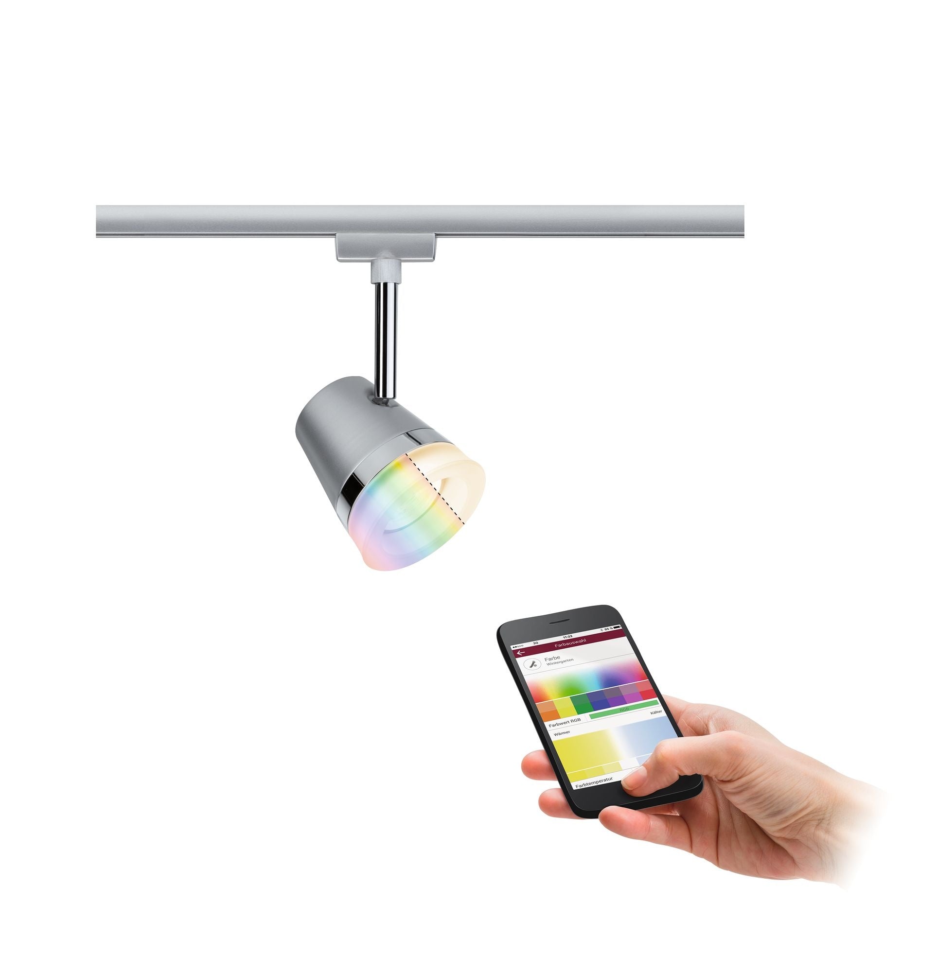 Smart Home Zigbee URail Spot Cone RGBW Chrom matt 5,5W inkl. Leuchtmittel