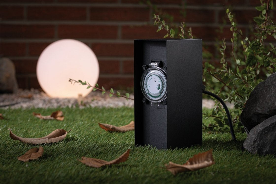 Steckdosensäule Rio Zeitschaltuhr IP44 Anthrazit