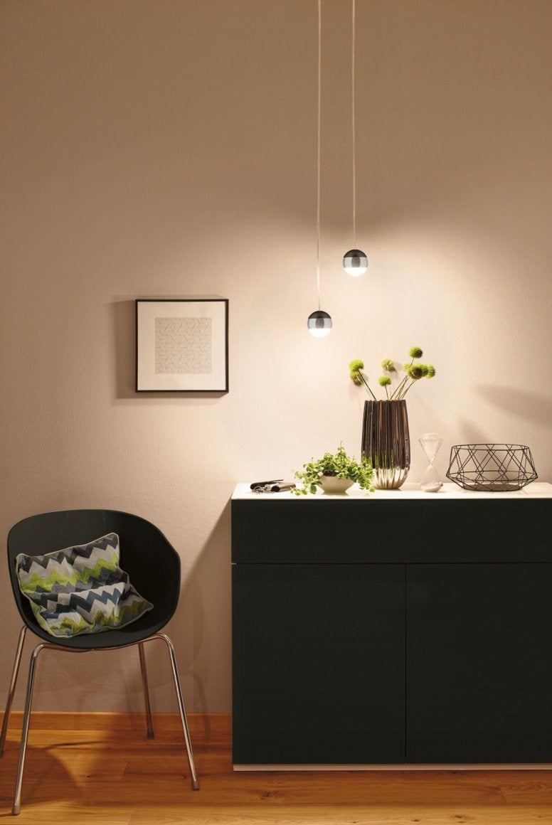 URail LED Pendel Capsule II 400lm 6W 2700K dimmbar 230V Schwarz matt/Chrom