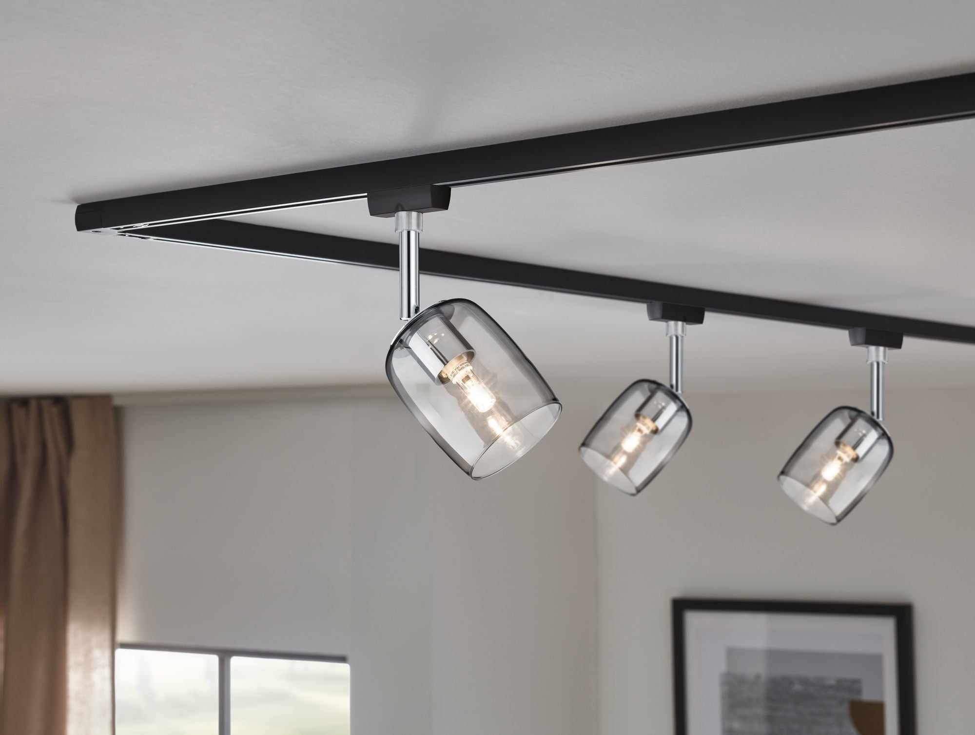 URail Schienenspot Blossom Einzelspot G9 max. 10W dimmbar 230V Schwarz matt/Rauchglas