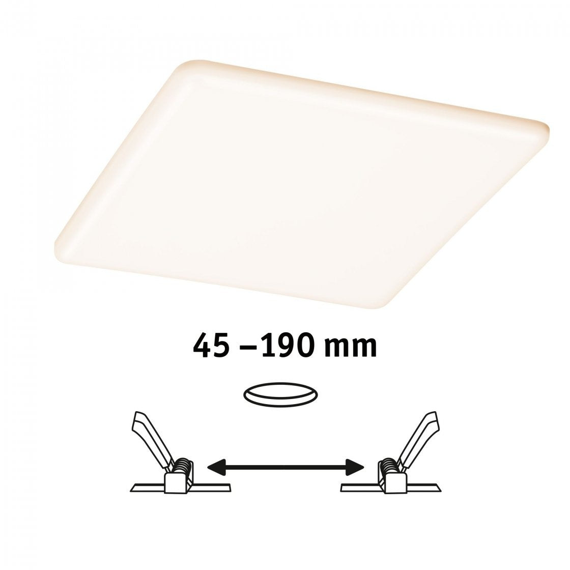 VariFit LED Einbaupanel Veluna IP44 IP44 eckig 215x215mm White Switch Transparent