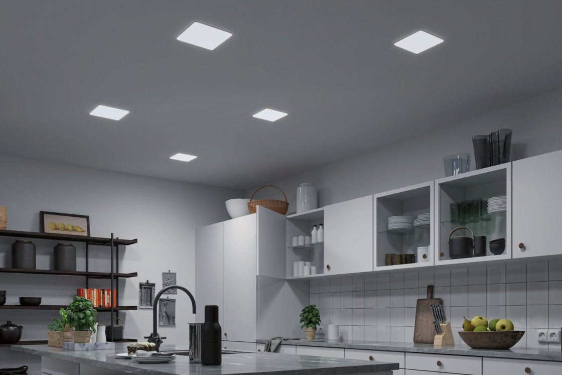 VariFit LED Einbaupanel Veluna IP44 IP44 eckig 215x215mm White Switch Transparent